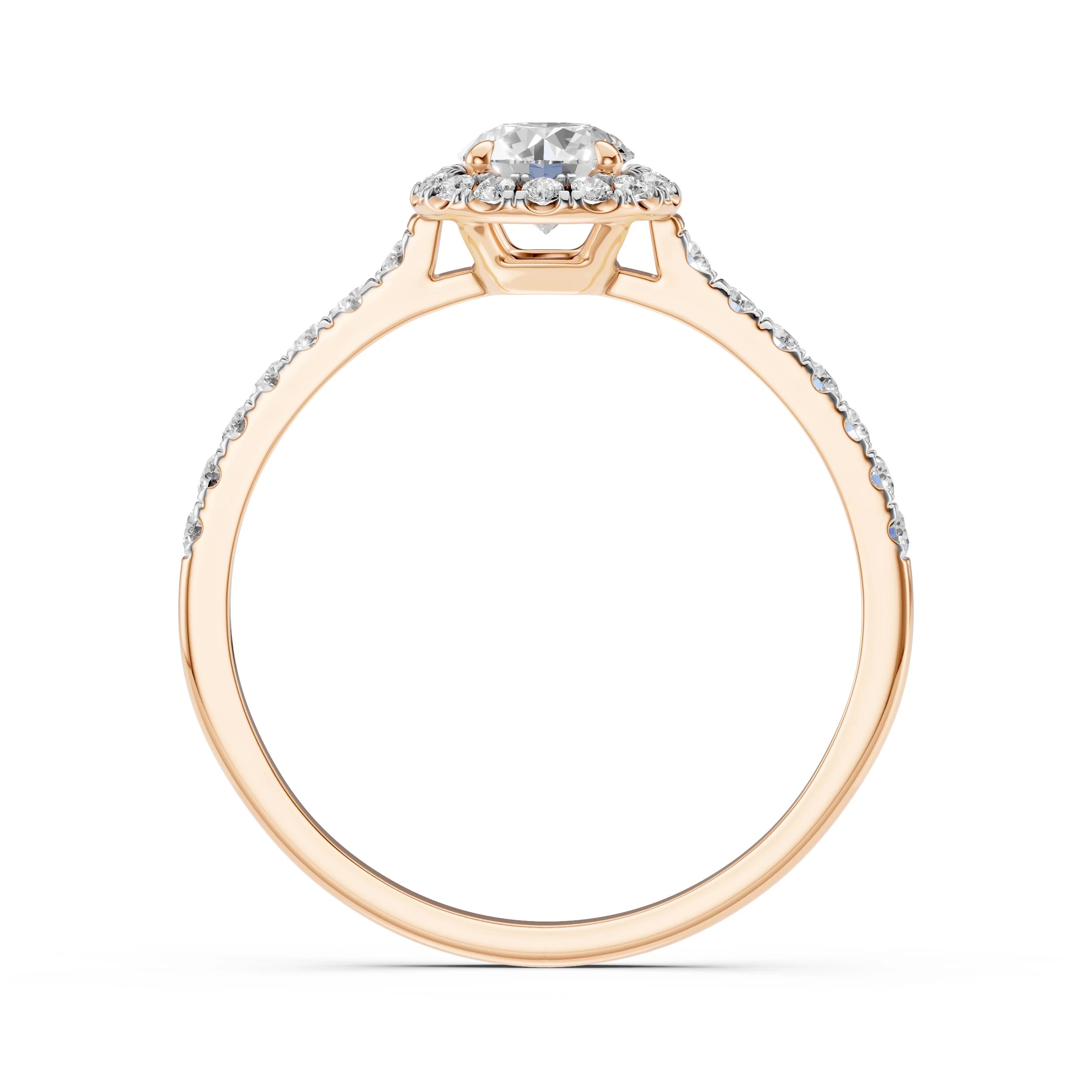 Inel de Logodnă din Aur cu Diamant Central și Diamante Laterale Rotunde 0.79 CT