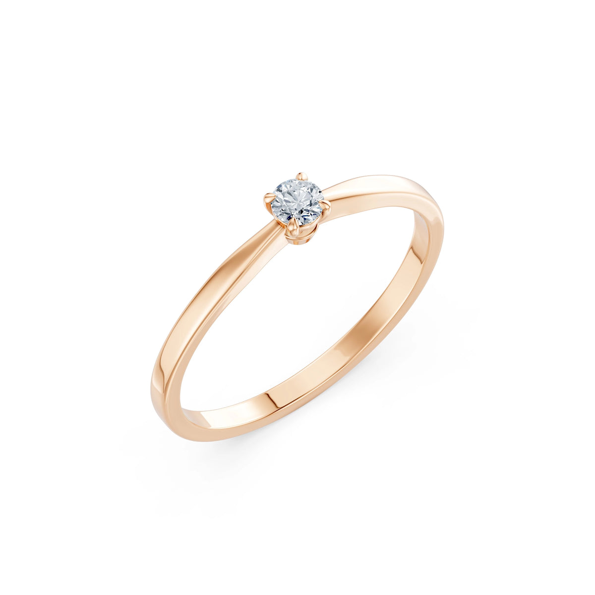 Inel de Logodnă Solitaire din Aur, Diamant Rotund Briliant 0,10 CT
