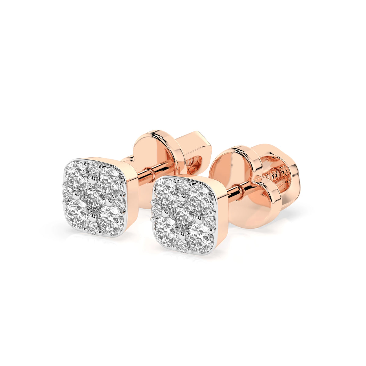 Cercei din Aur cu Diamante, Forma Rotund Briliant, 0,38 CT