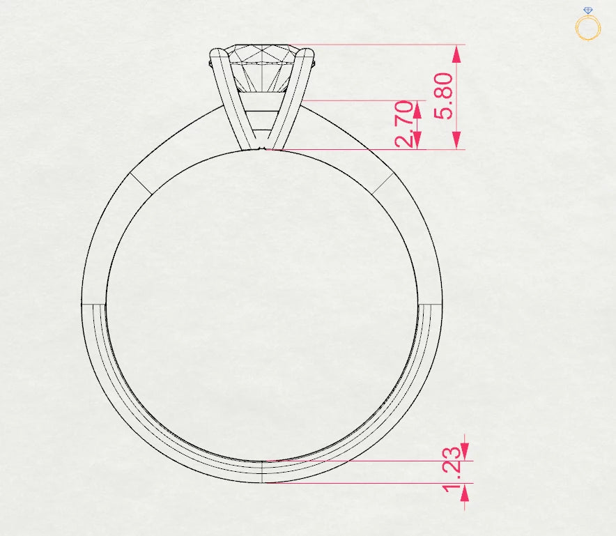 Inel de Logodnă Solitaire din Aur, Diamant Rotund Briliant 0.50 CT