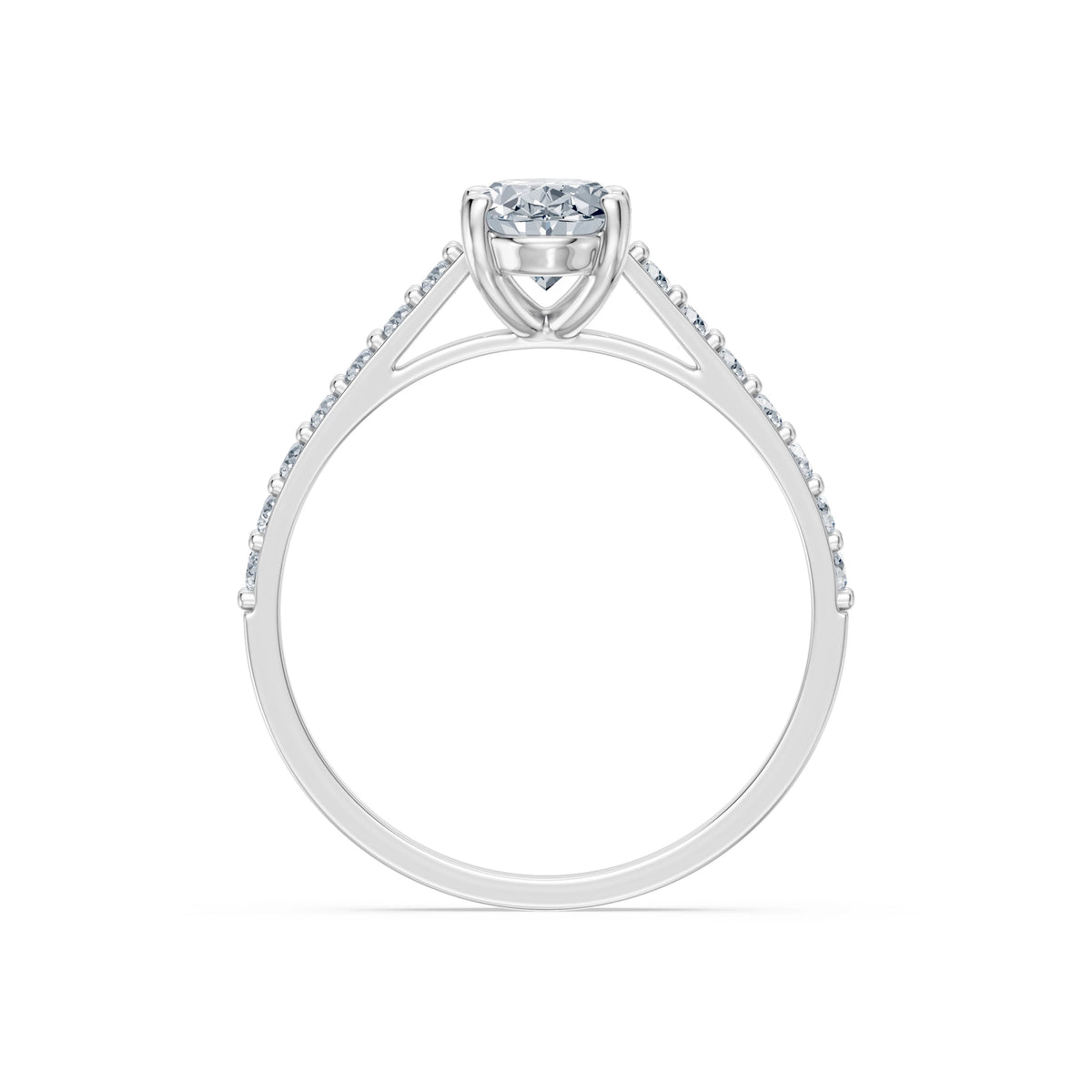 Inel de Logodnă din Aur cu Diamant Central Oval și Diamante Laterale 1,28 CT