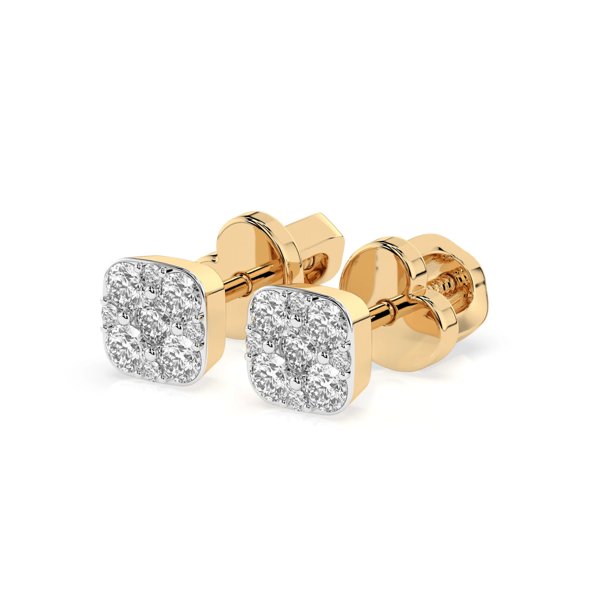Cercei din Aur cu Diamante, Forma Rotund Briliant, 0,38 CT