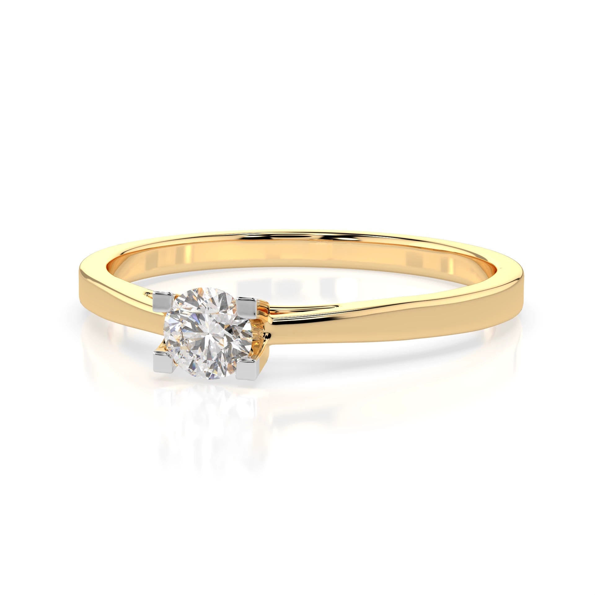 Inel de Logodnă Solitaire din Aur, Diamant Rotund Briliant 0.15 CT
