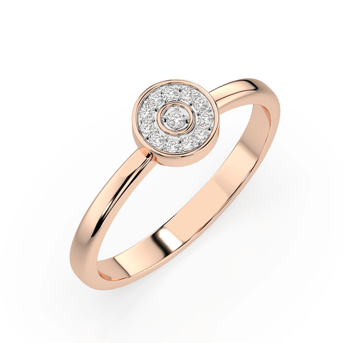 Inel din Aur cu Diamante, Forma Rotund Briliant, 0,08 CT
