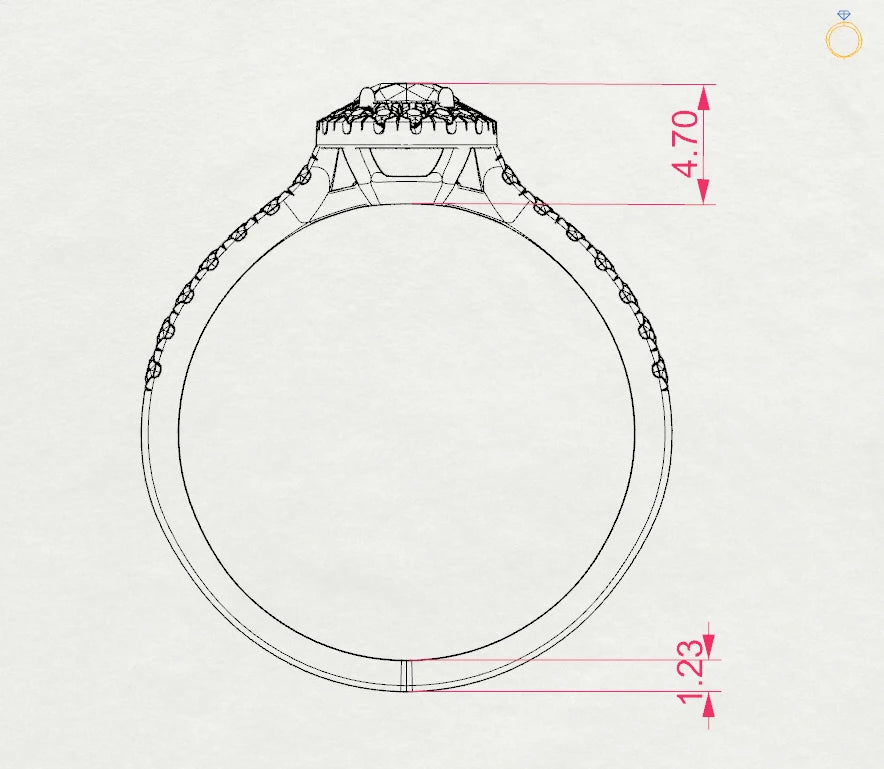 Inel de Logodnă din Aur cu Diamant Central și Diamante Laterale Rotunde 0.54 CT