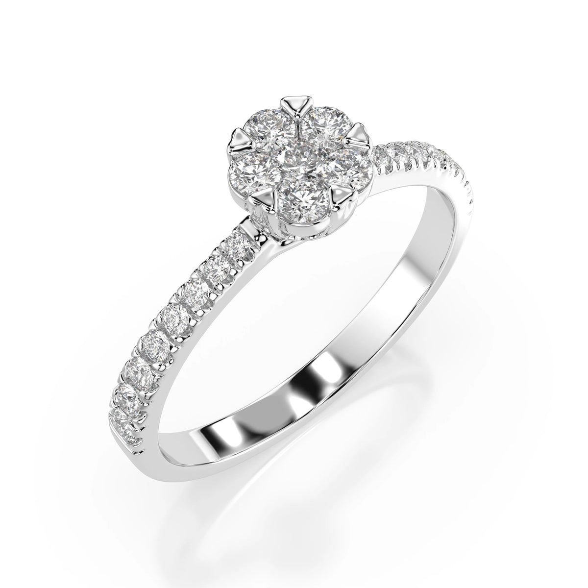 Inel din Aur cu Diamante, Forma Rotund Briliant, 0,41 CT
