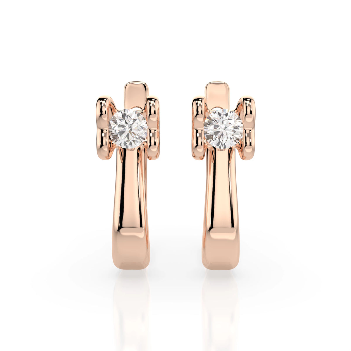 Cercei din Aur cu Diamante, Forma Rotund Briliant, 0,20 CT