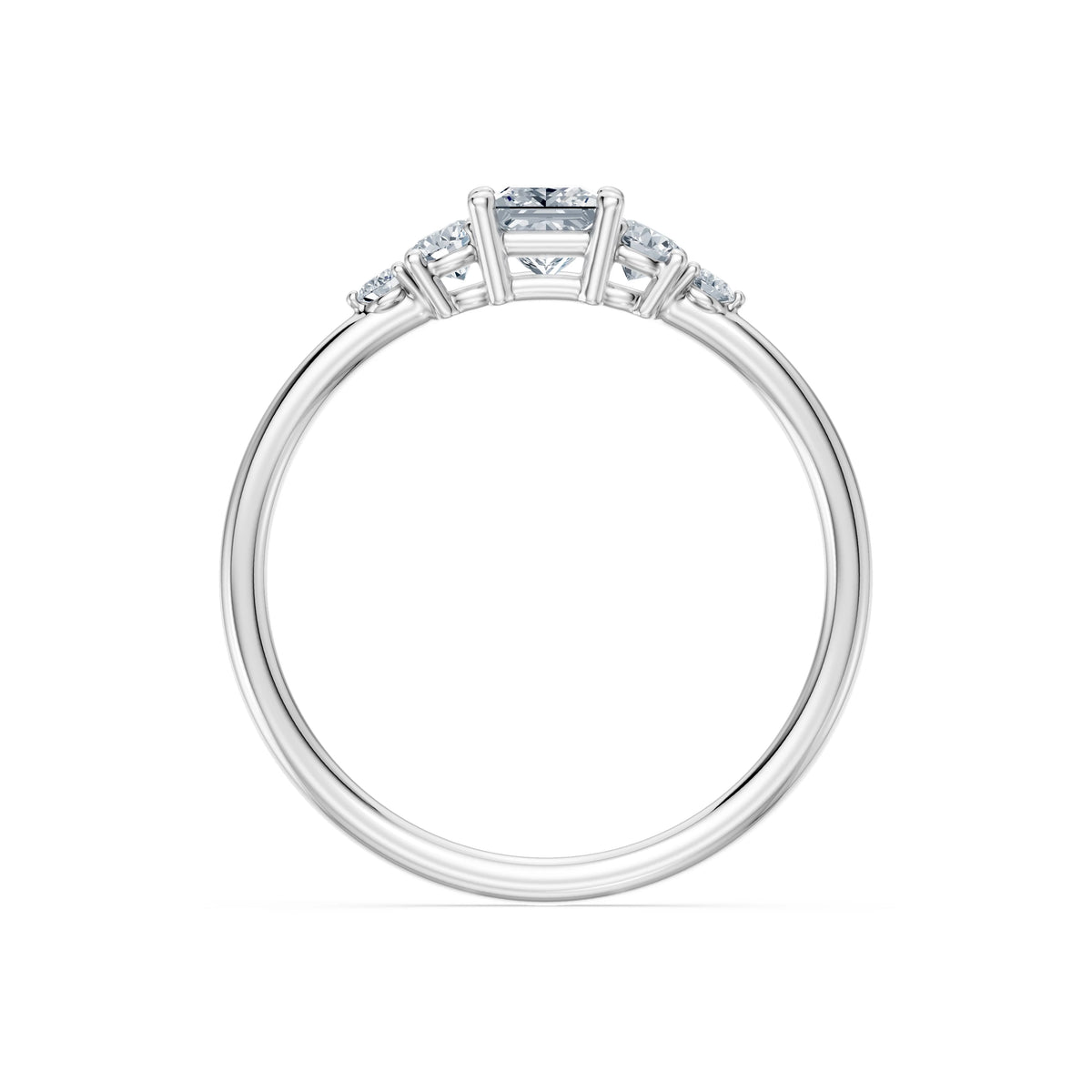 Inel de Logodnă din Aur cu Diamant Central Princess și Diamante Laterale 0,51 CT