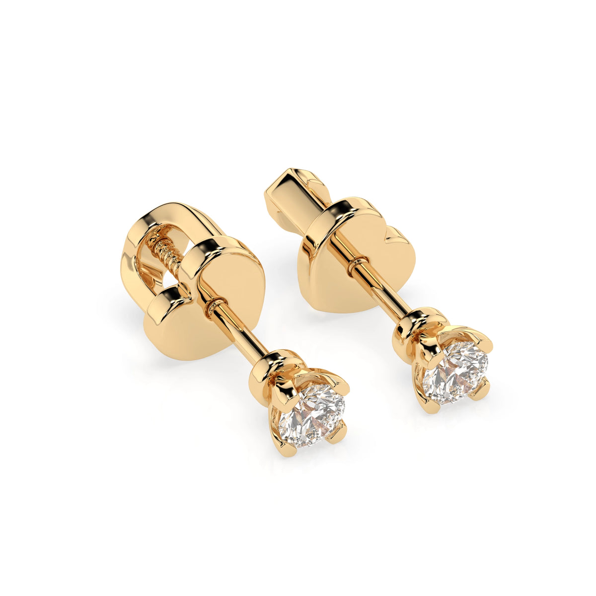 Cercei din Aur cu Diamante, Forma Rotund Briliant, 0,30 CT