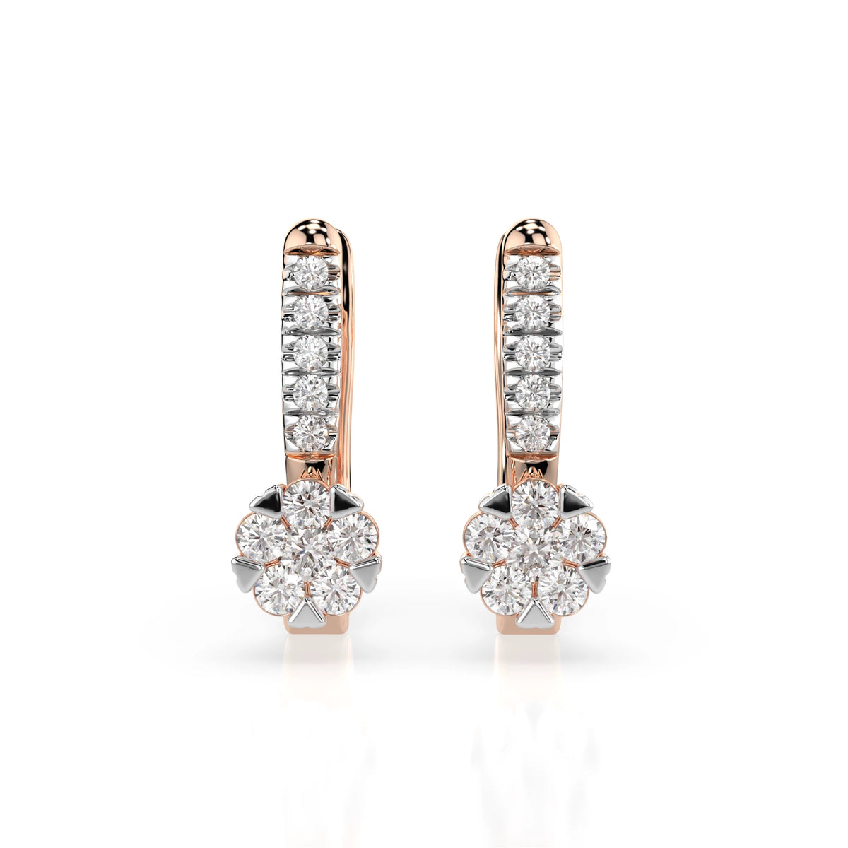 Cercei din Aur cu Diamante, Forma Rotund Briliant, 0,32 CT