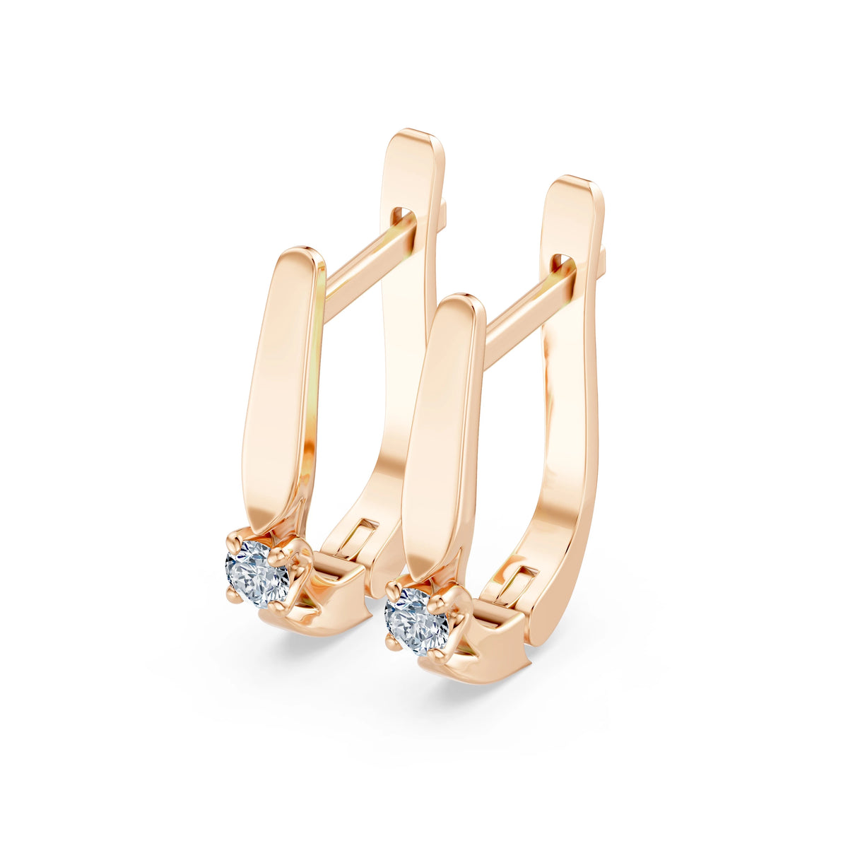 Cercei din Aur cu Diamante, Forma Rotund Briliant, 0,15 CT
