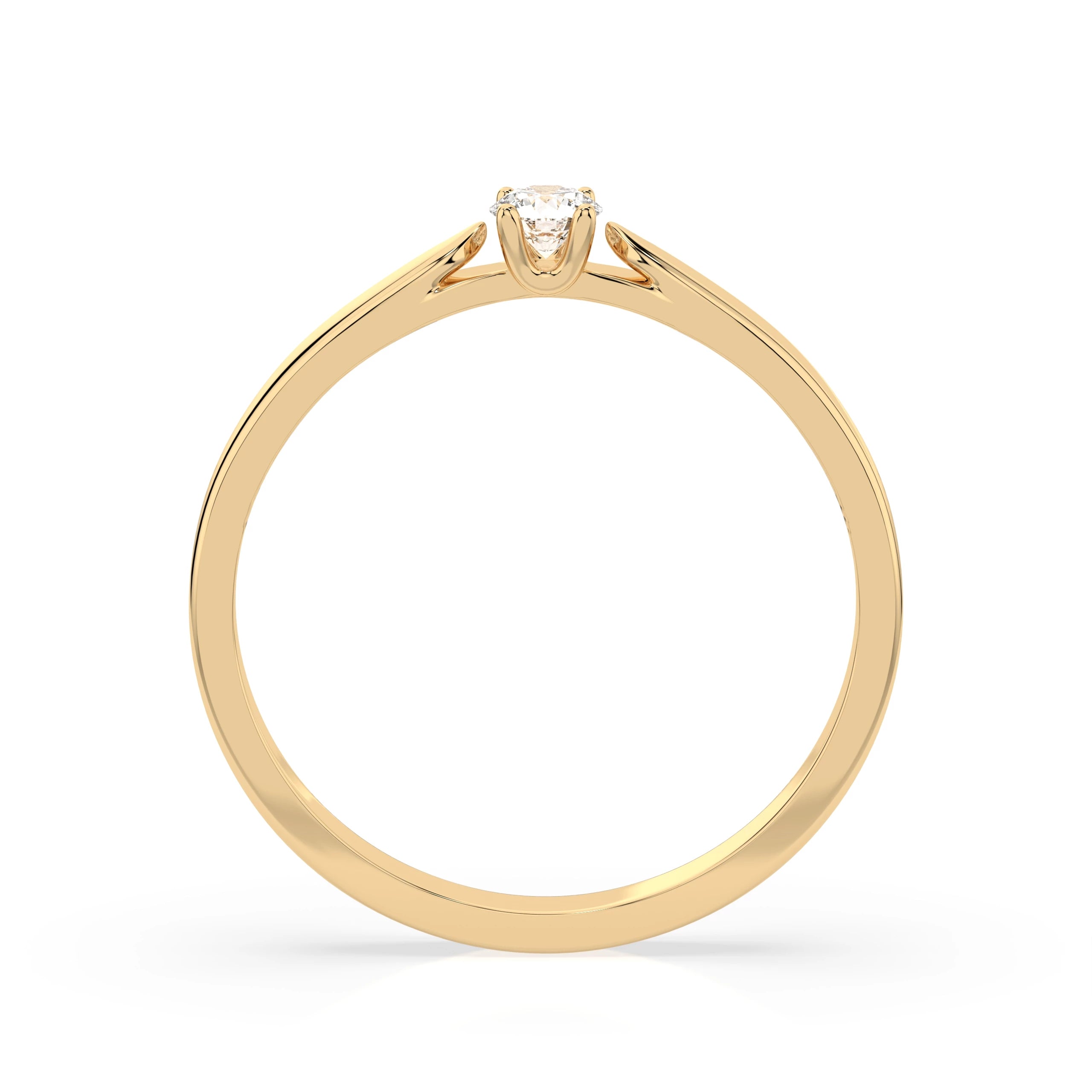 Inel de Logodnă Solitaire din Aur, Diamant Rotund Briliant 0.08 CT
