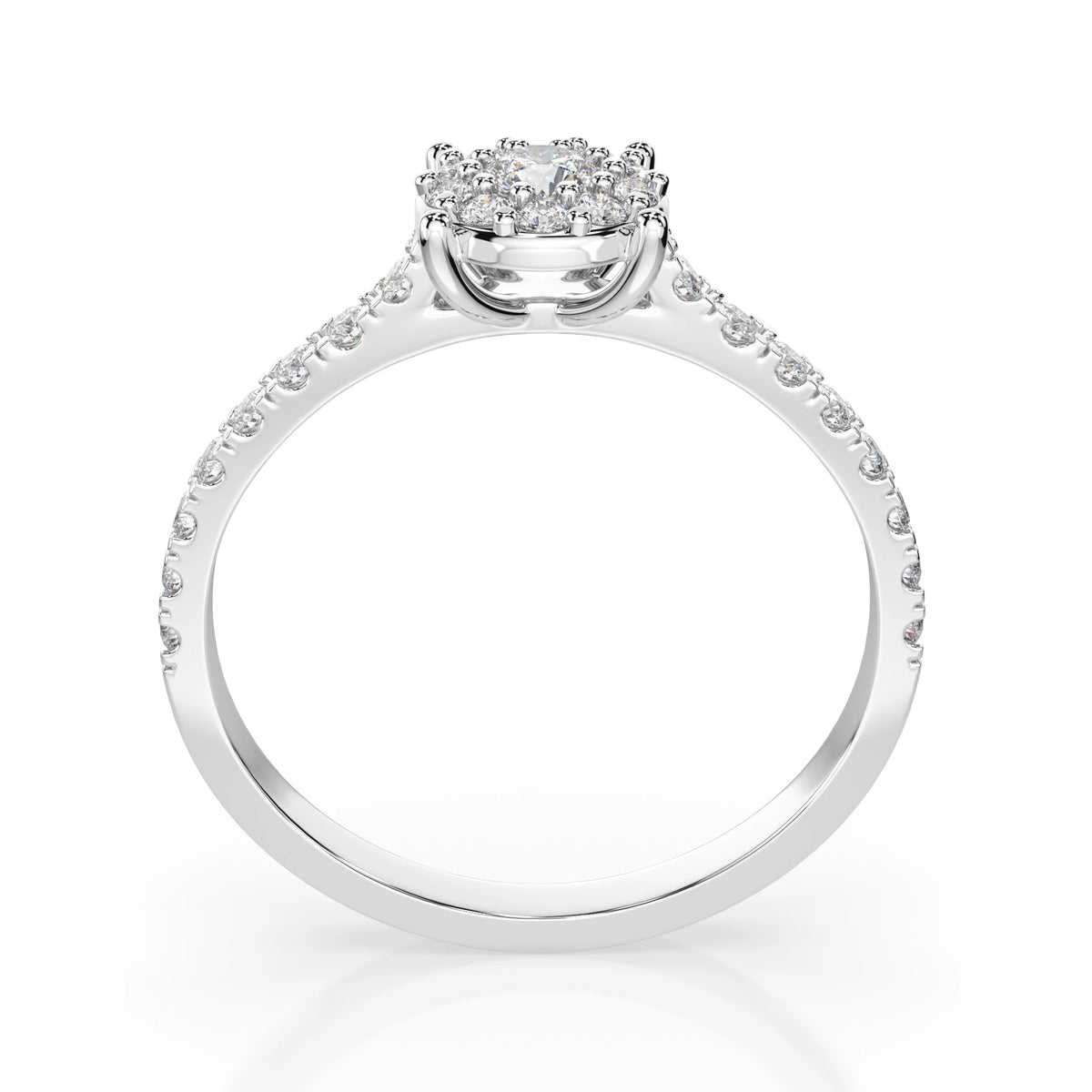 Inel de Logodnă din Aur cu Diamant Central Rotund Briliant și Diamante Laterale 0,35 CT