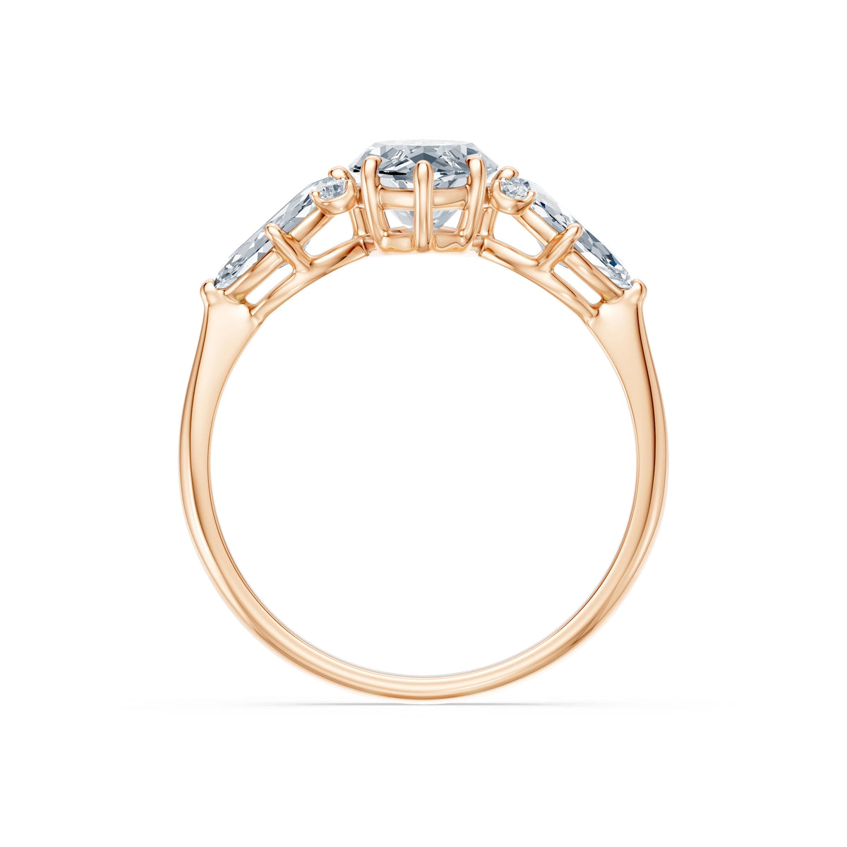 Inel de Logodnă din Aur cu Diamant Central Marquise și Diamante Laterale 2,17 CT
