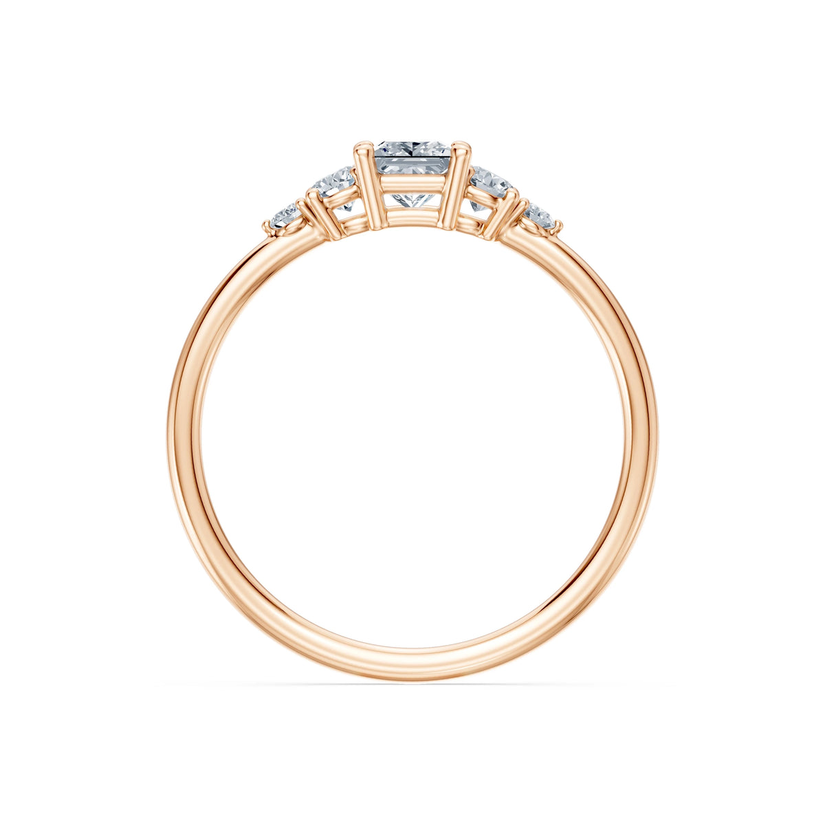Inel de Logodnă din Aur cu Diamant Central Princess și Diamante Laterale 0,51 CT