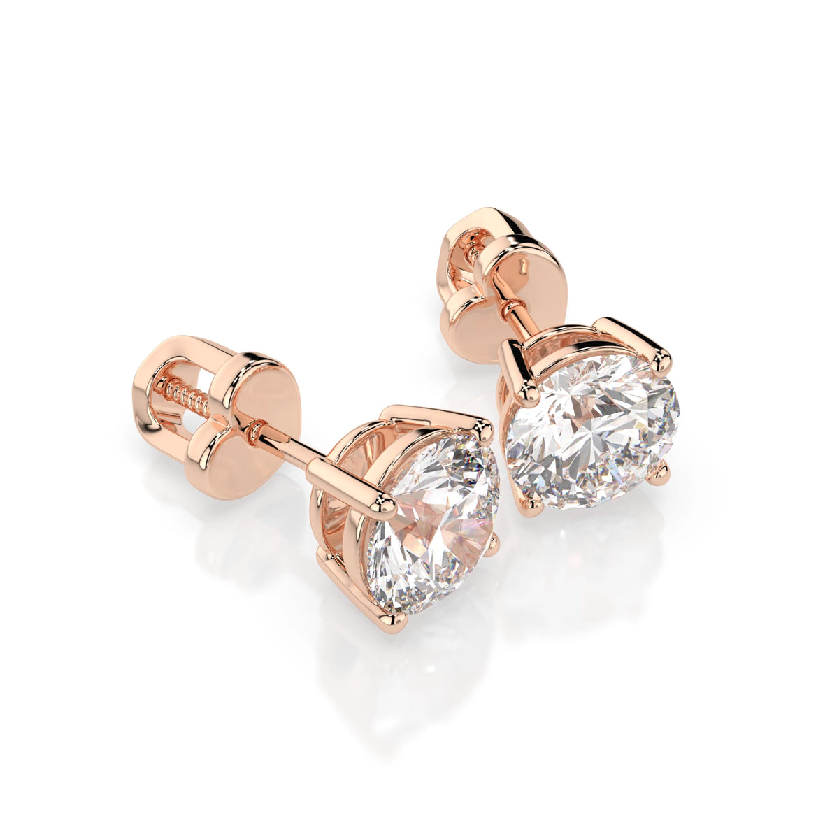 Cercei din Aur cu Diamante, Forma Rotund Briliant, 2,00 CT