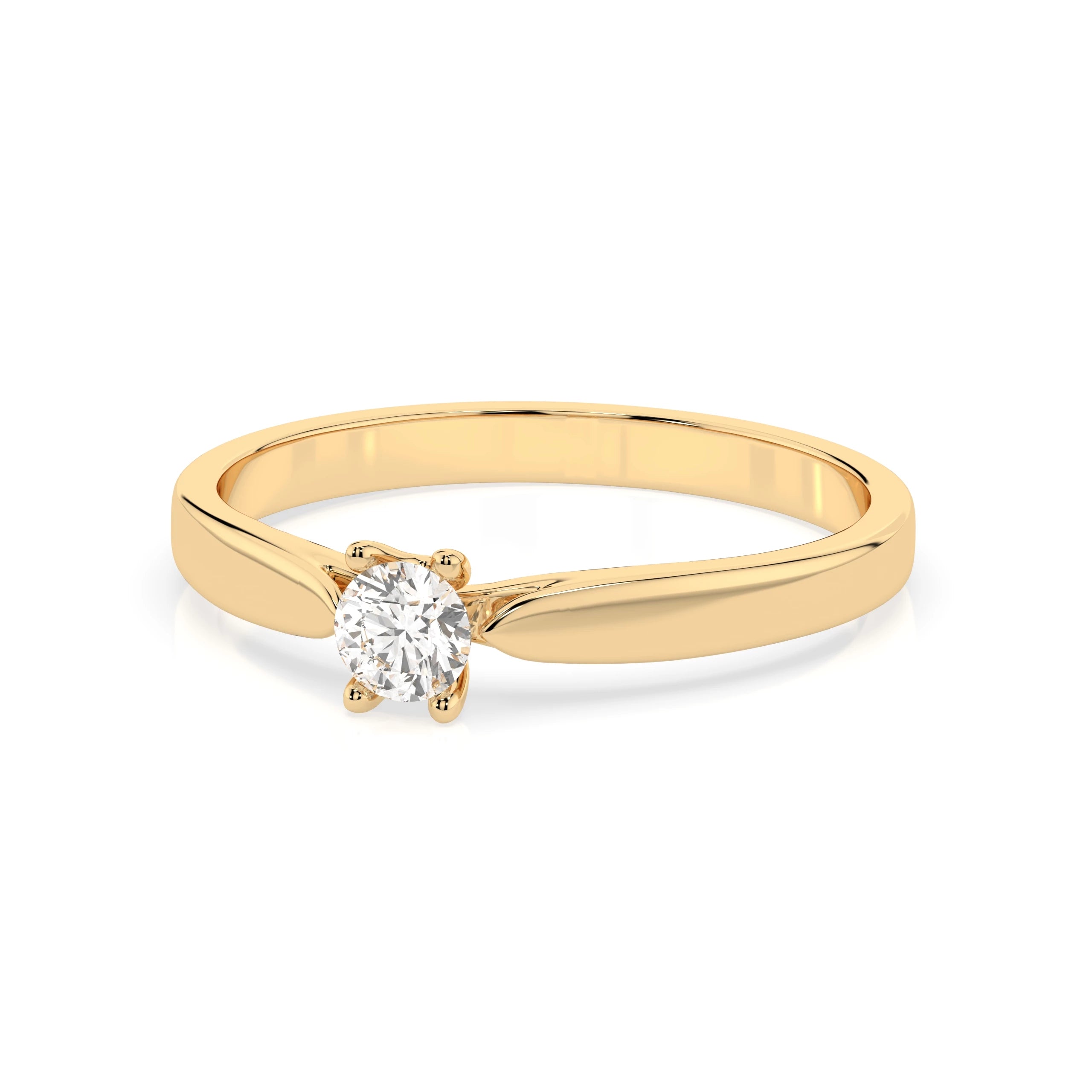 Inel de Logodnă Solitaire din Aur, Diamant Rotund Briliant 0.15 CT