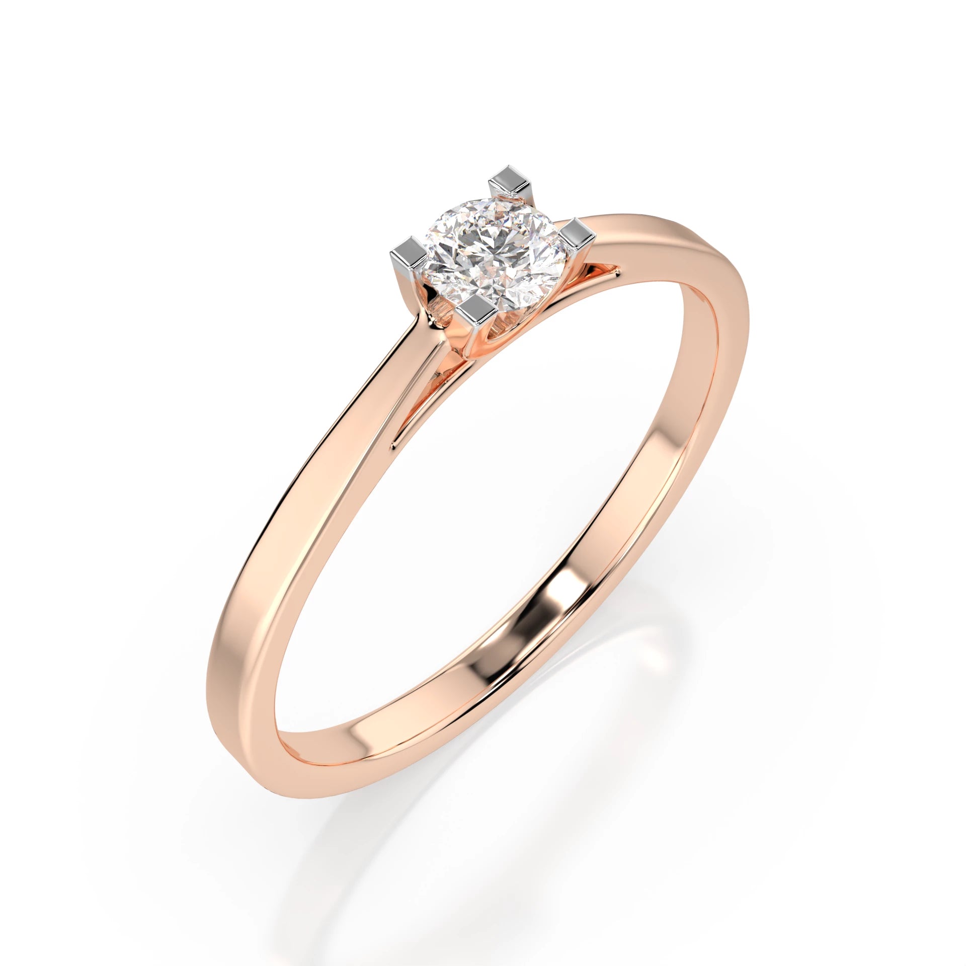 Inel de Logodnă Solitaire din Aur, Diamant Rotund Briliant 0.15 CT