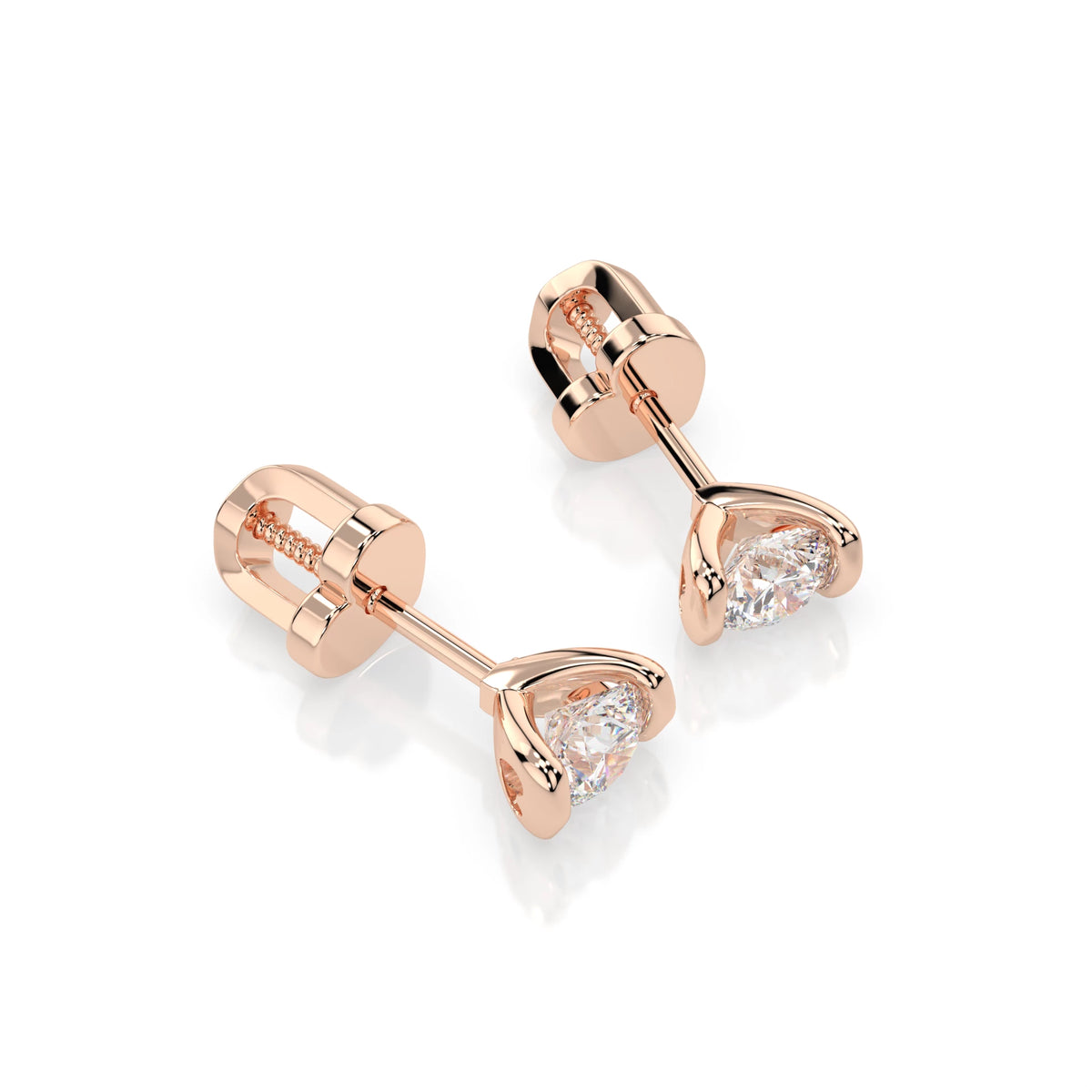 Cercei din Aur cu Diamante, Forma Rotund Briliant, 0,60 CT