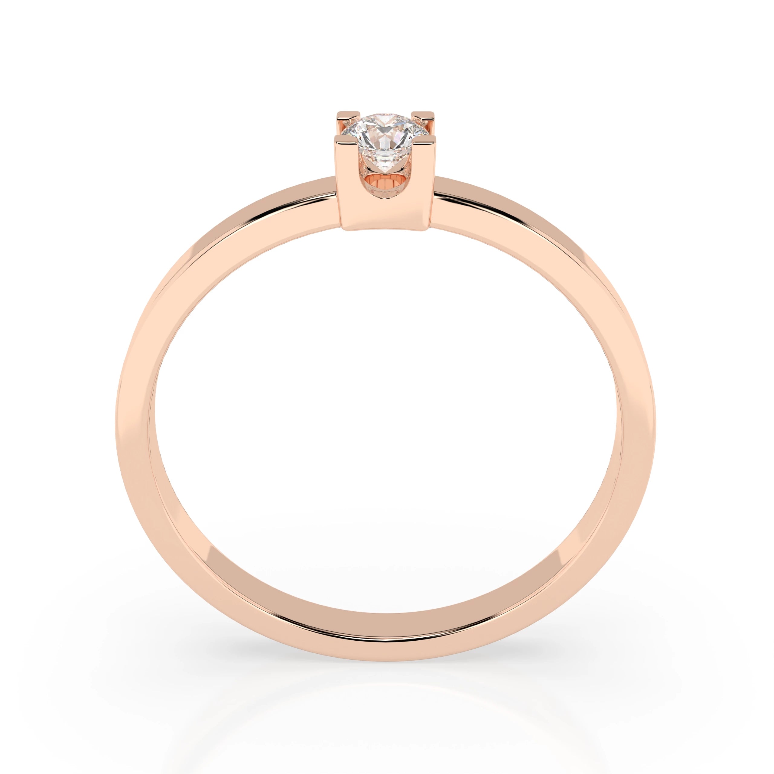 Inel de Logodnă Solitaire din Aur, Diamant Rotund Briliant 0.10 CT