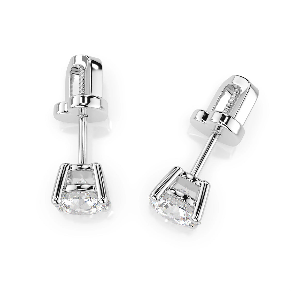 Cercei din Aur cu Diamante, Forma Rotund Briliant, 0,80 CT