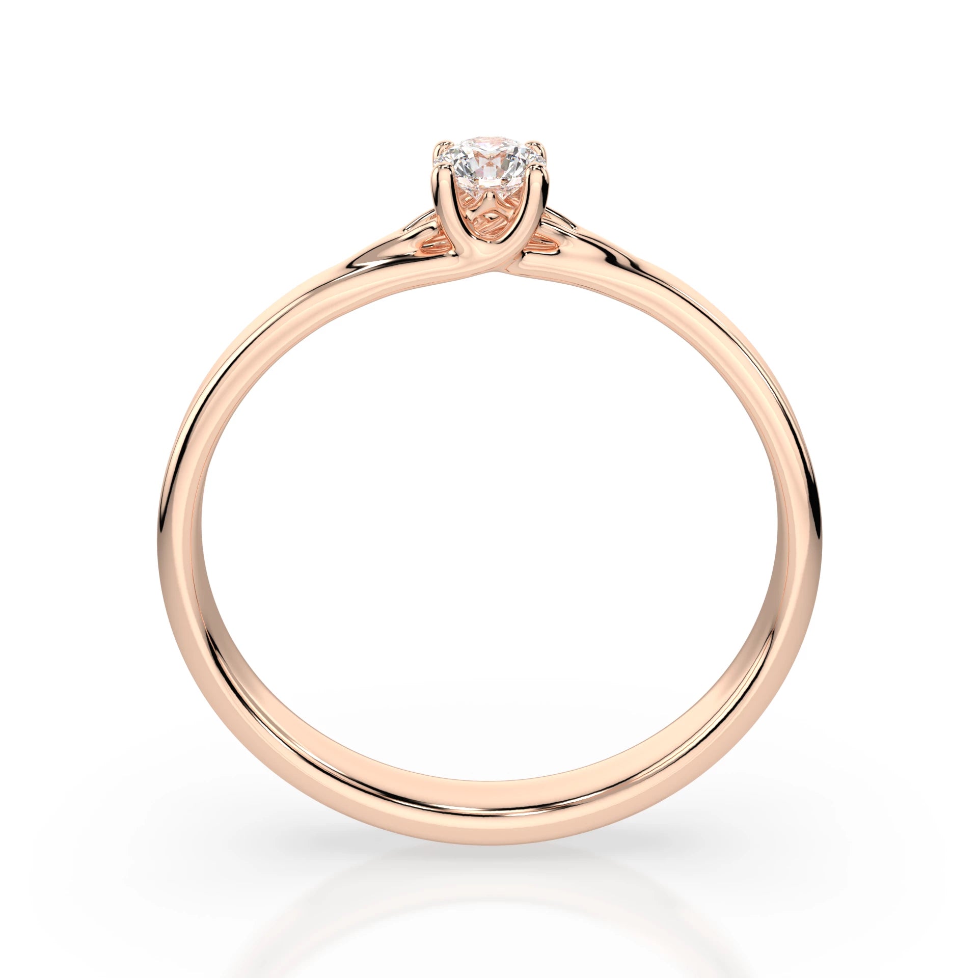 Inel de Logodnă Solitaire din Aur, Diamant Rotund Briliant 0.10 CT