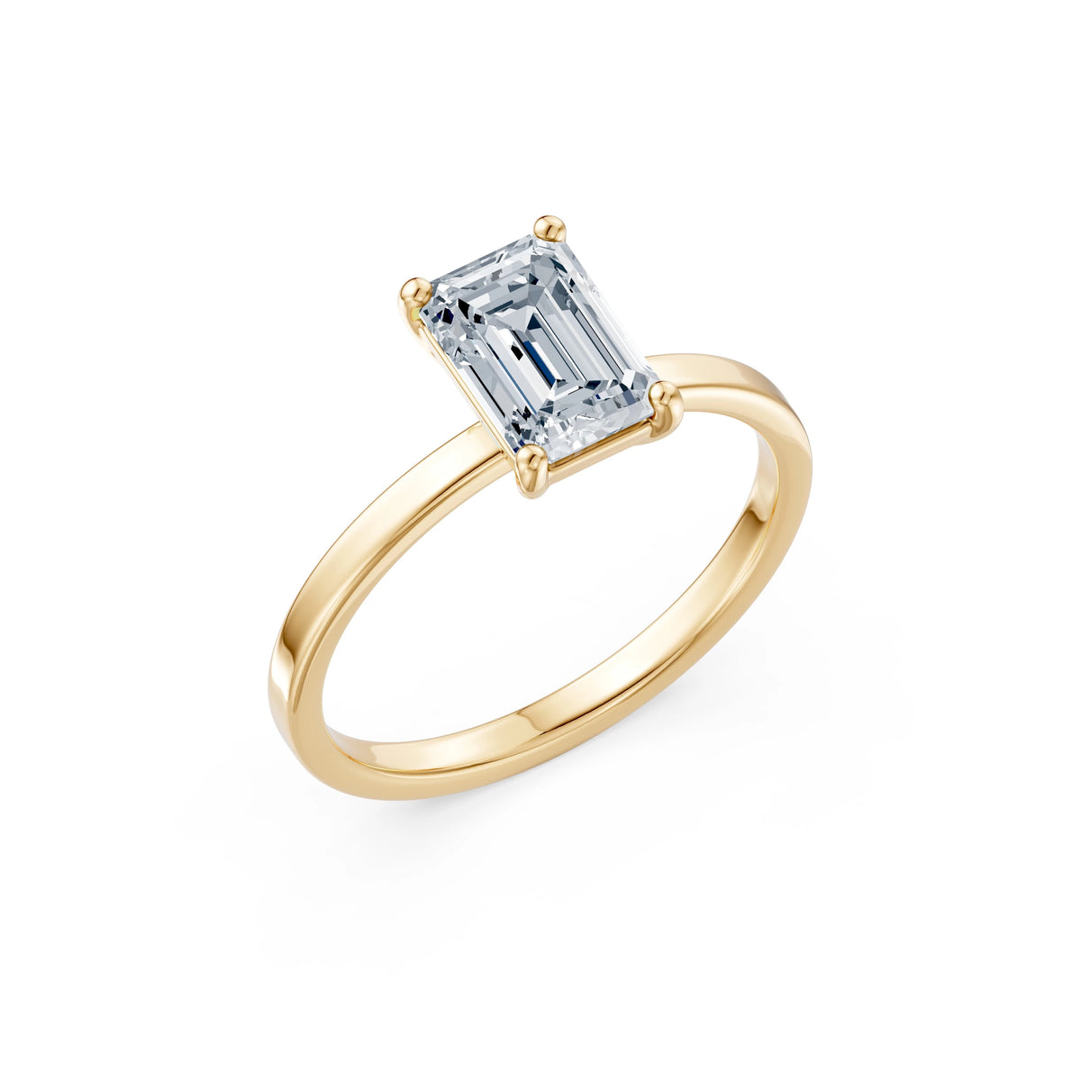 Inel de Logodnă Solitaire din Aur, Diamant Emerald 1,50 CT