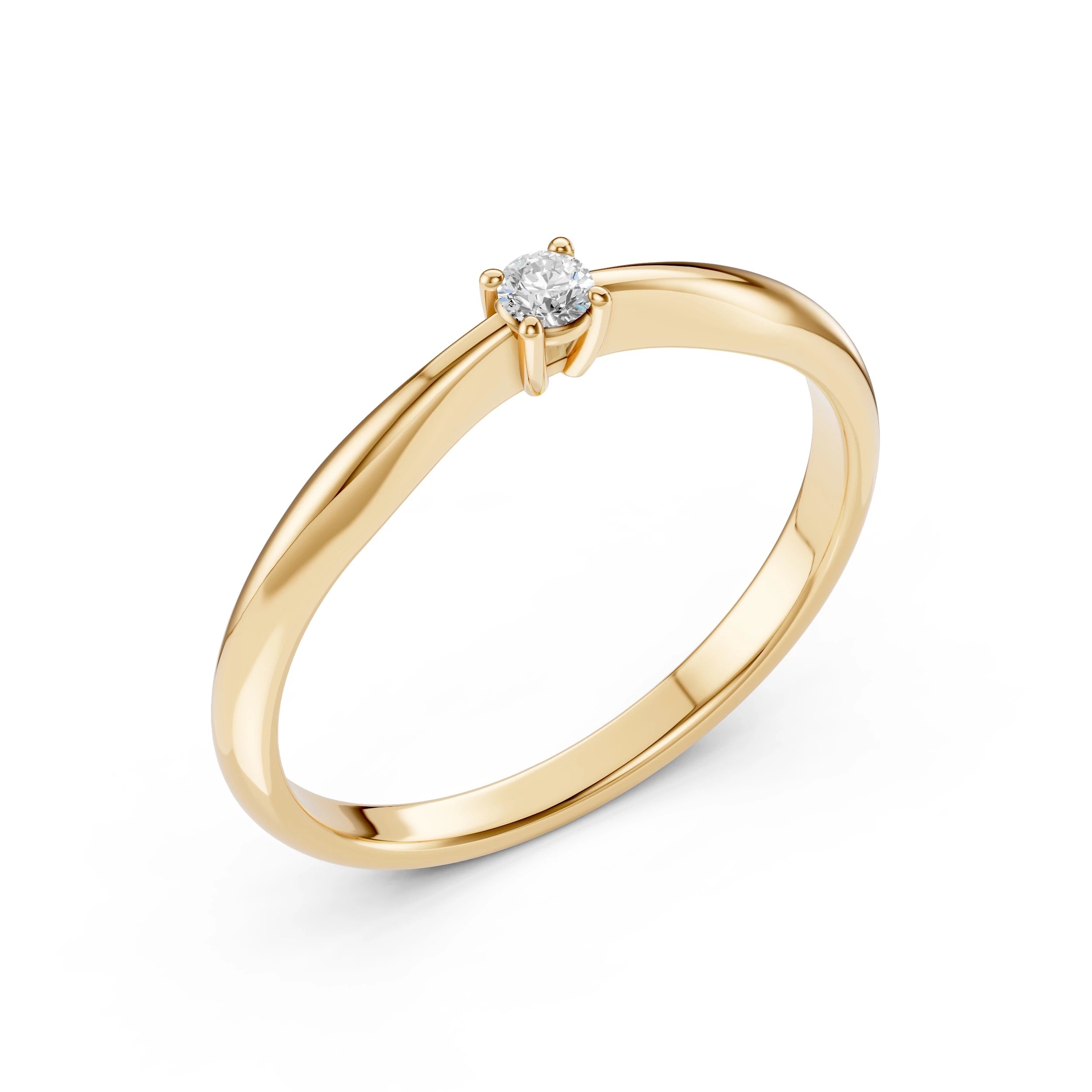 Inel de Logodnă Solitaire din Aur, Diamant Rotund Briliant 0.06 CT