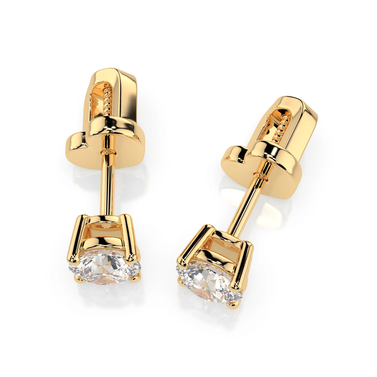 Cercei din Aur cu Diamante, Forma Rotund Briliant, 0,70 CT
