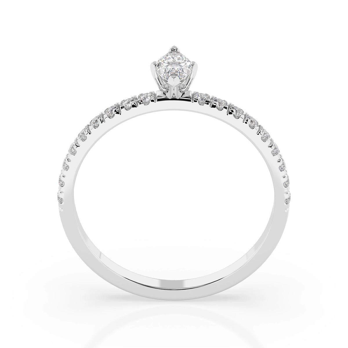 Inel de Logodnă din Aur cu Diamant Central Marquise și Diamante Laterale 0,28 CT