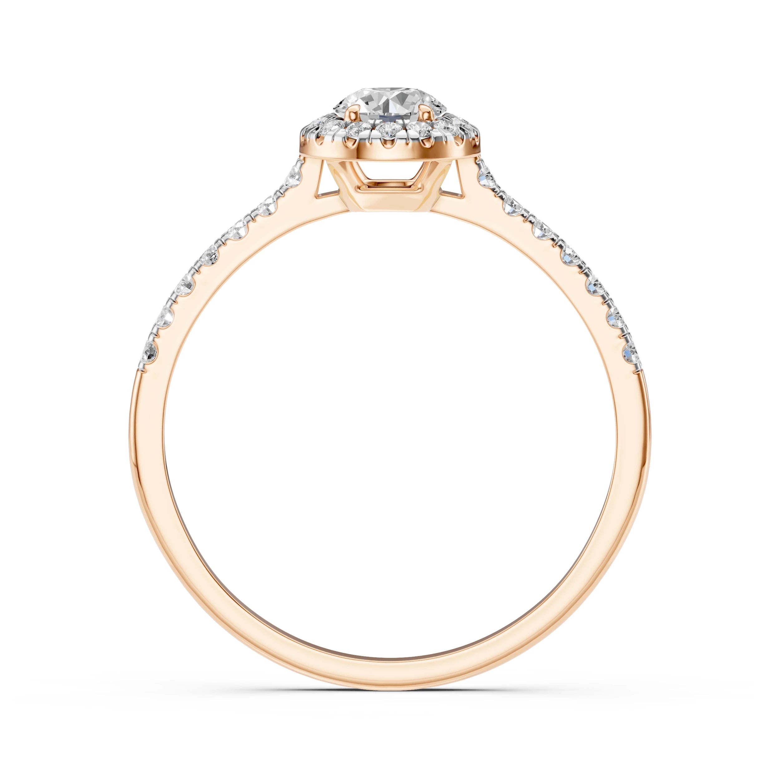 Inel de Logodnă din Aur cu Diamant Central și Diamante Laterale Rotunde 0.64 CT