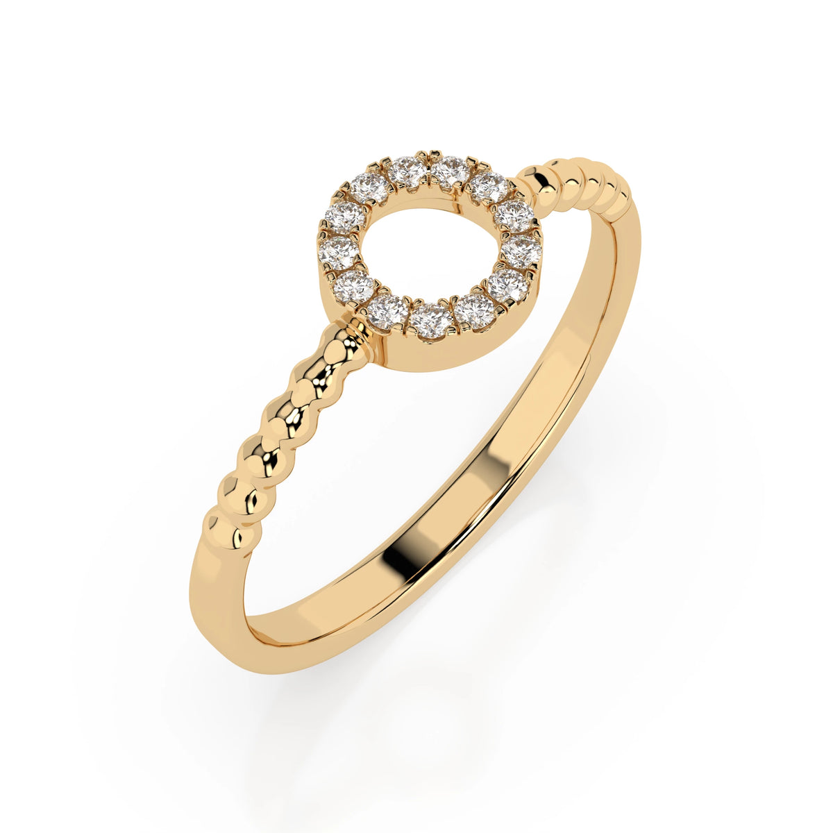 Inel din Aur cu Diamante, Forma Rotund Briliant, 0,08 CT