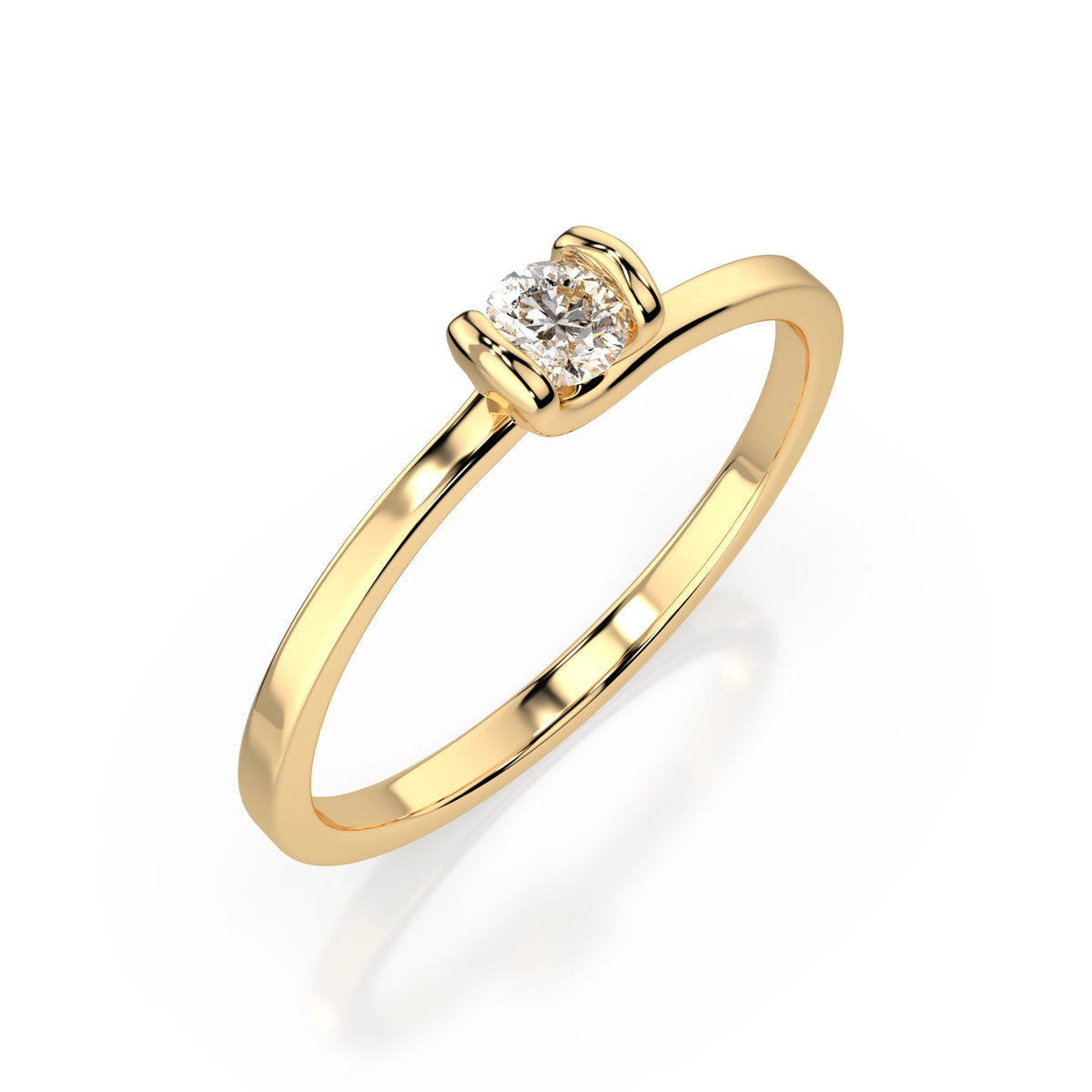Inel de Logodnă Solitaire din Aur, Diamant Rotund Briliant 0,10 CT