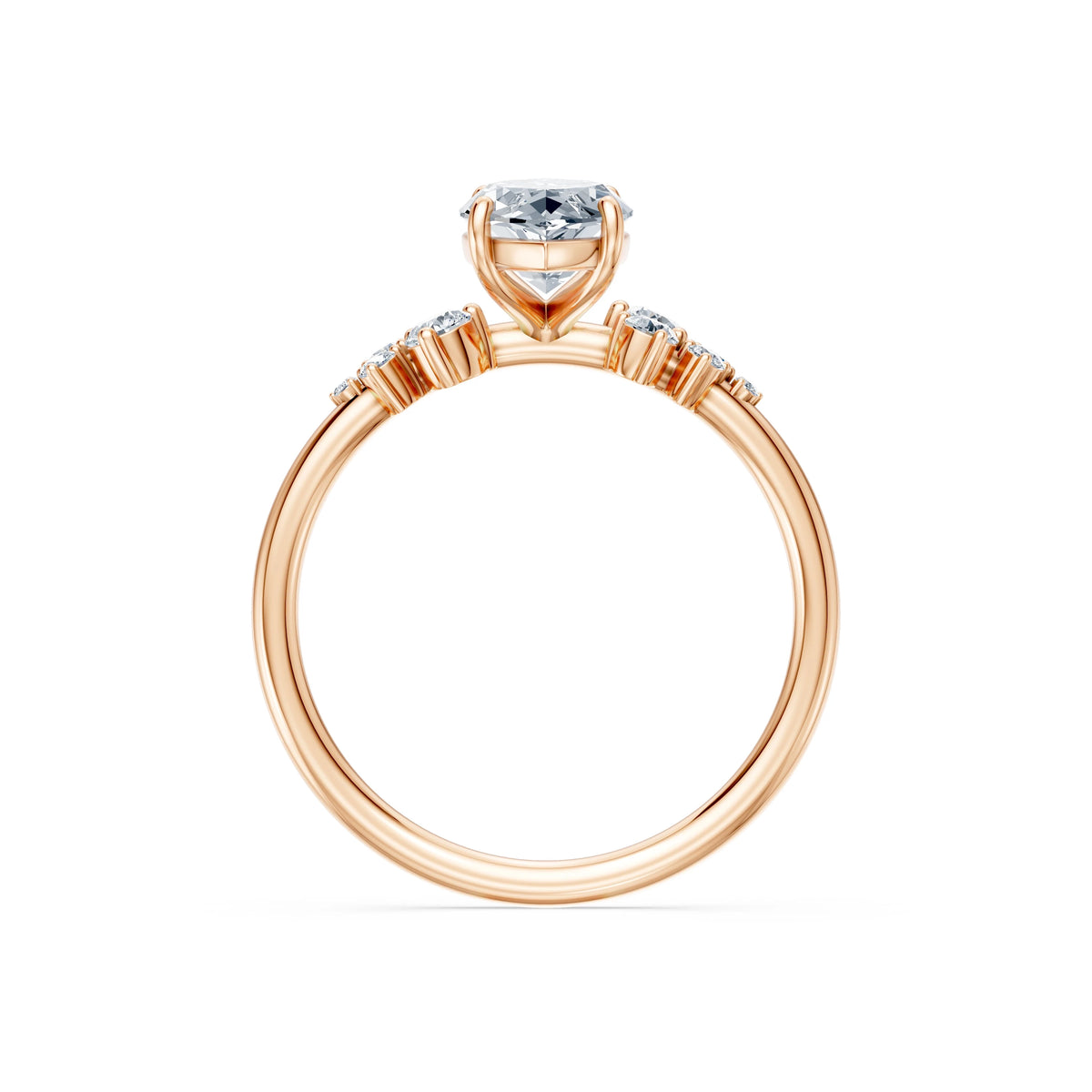 Inel de Logodnă din Aur cu Diamant Central Marquise și Diamante Laterale 1,75 CT