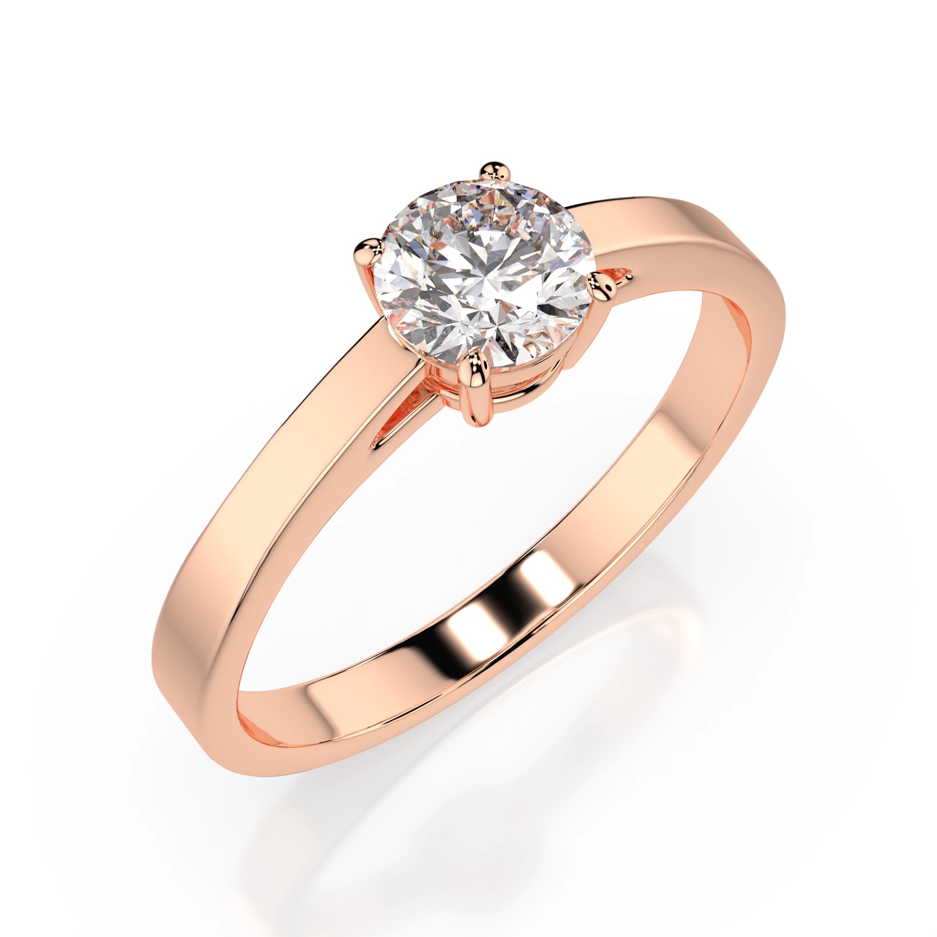 Inel de Logodnă Solitaire din Aur, Diamant Rotund Briliant 0.50 CT