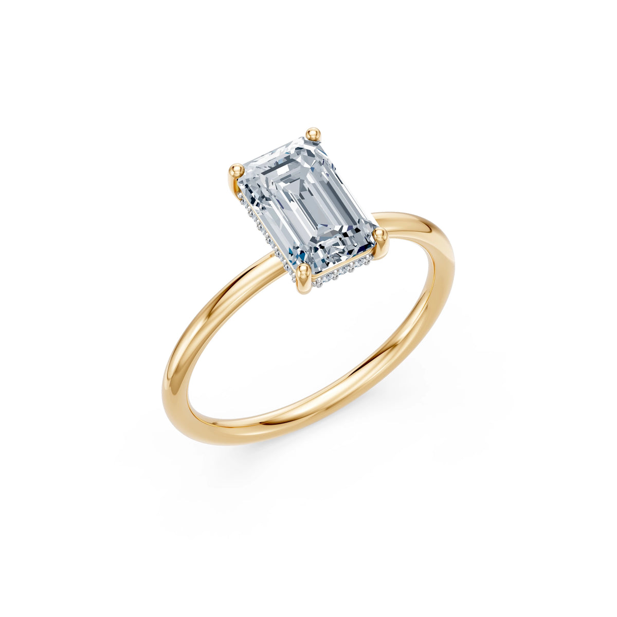 Inel de Logodnă Solitaire din Aur, Diamant Emerald 2,00 CT