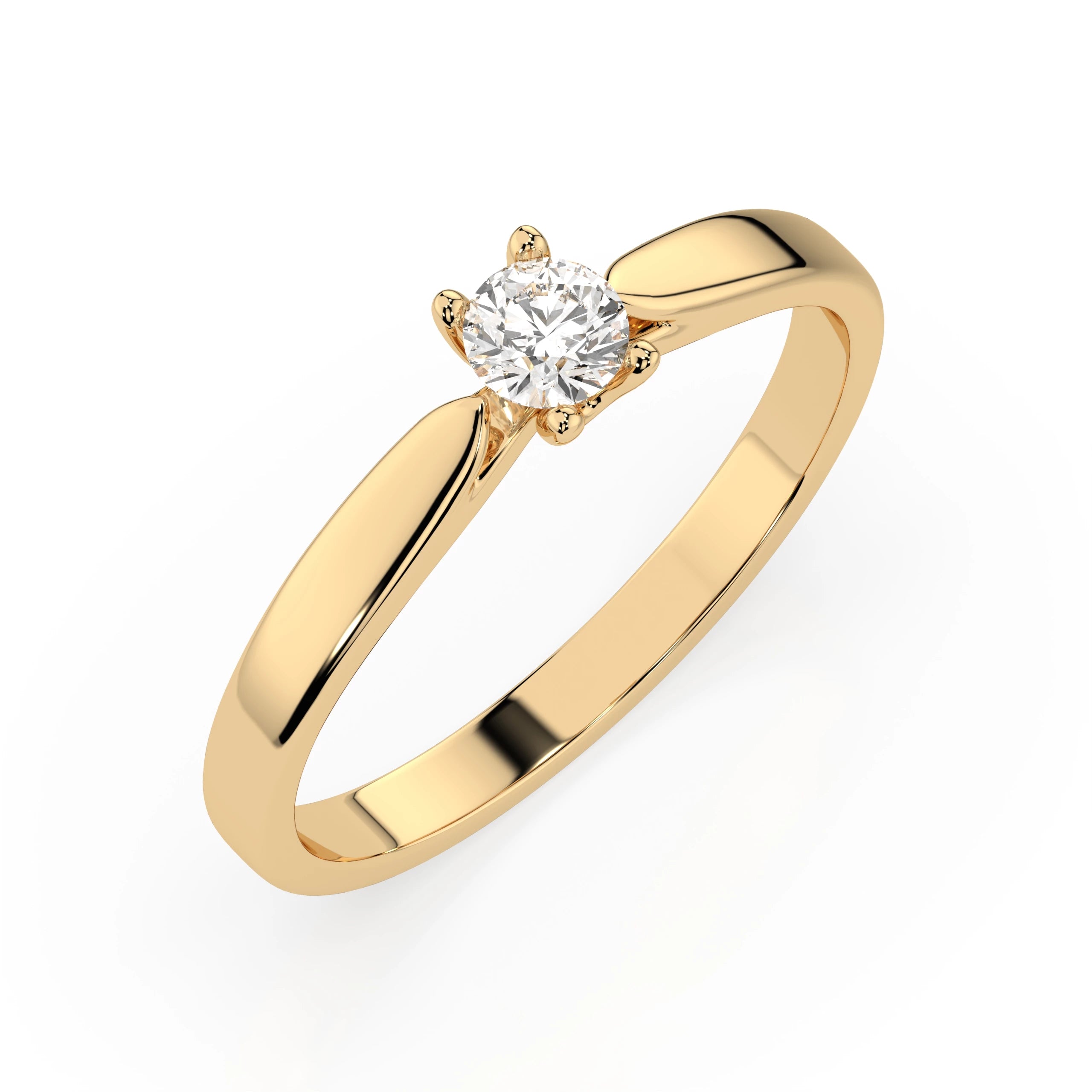 Inel de Logodnă Solitaire din Aur, Diamant Rotund Briliant 0.15 CT