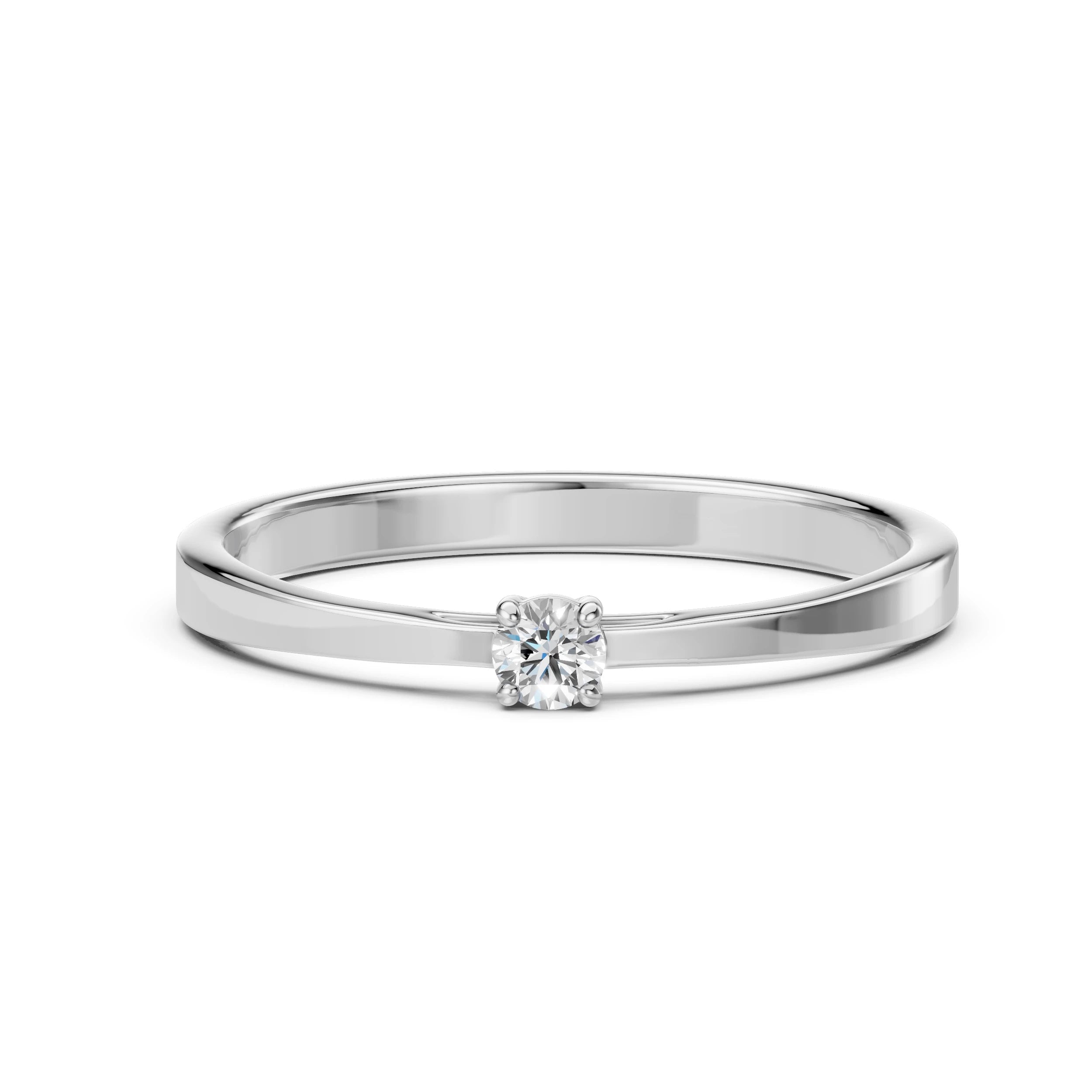 Inel de Logodnă Solitaire din Aur, Diamant Rotund Briliant 0.10 CT