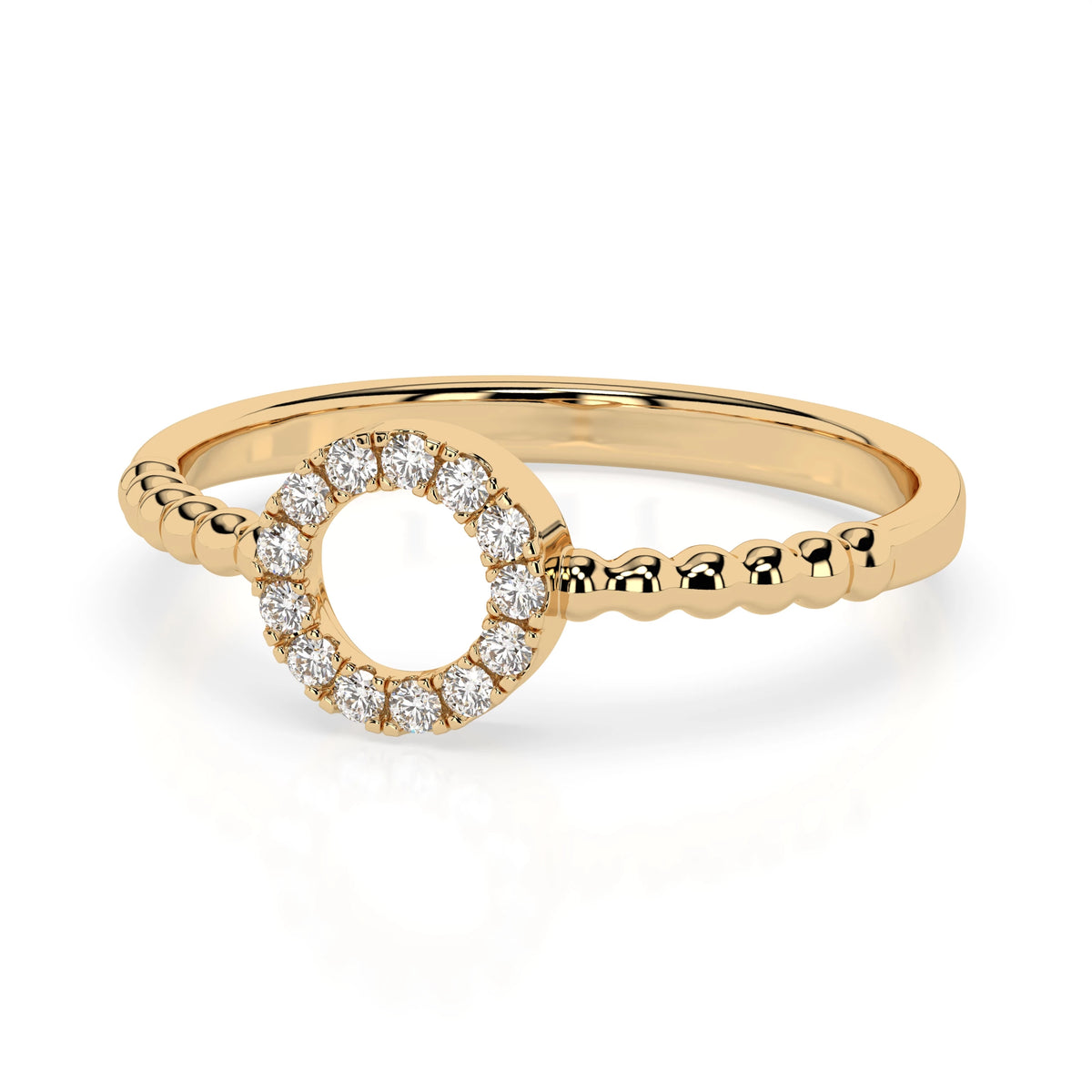 Inel din Aur cu Diamante, Forma Rotund Briliant, 0,08 CT