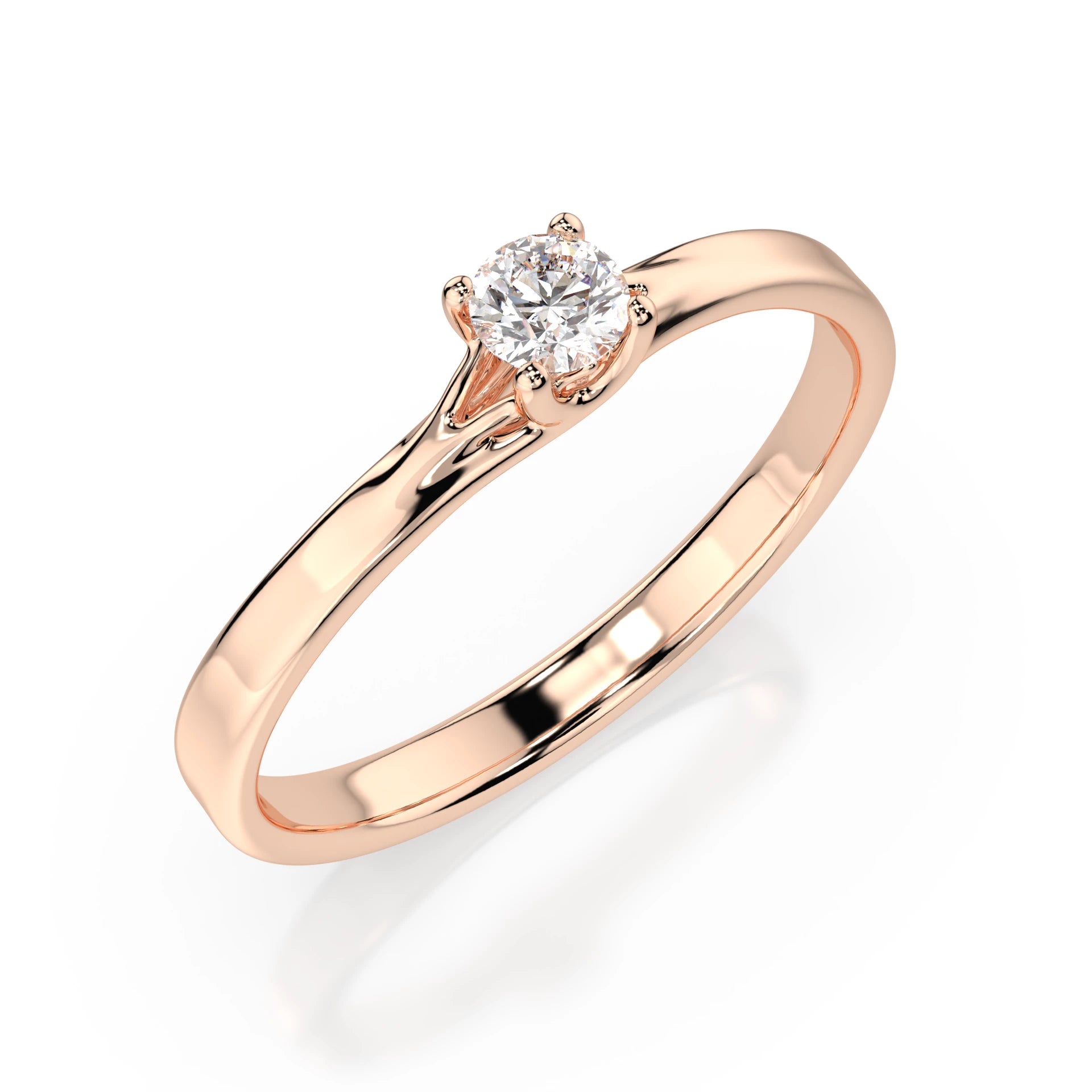 Inel de Logodnă Solitaire din Aur, Diamant Rotund Briliant 0.10 CT
