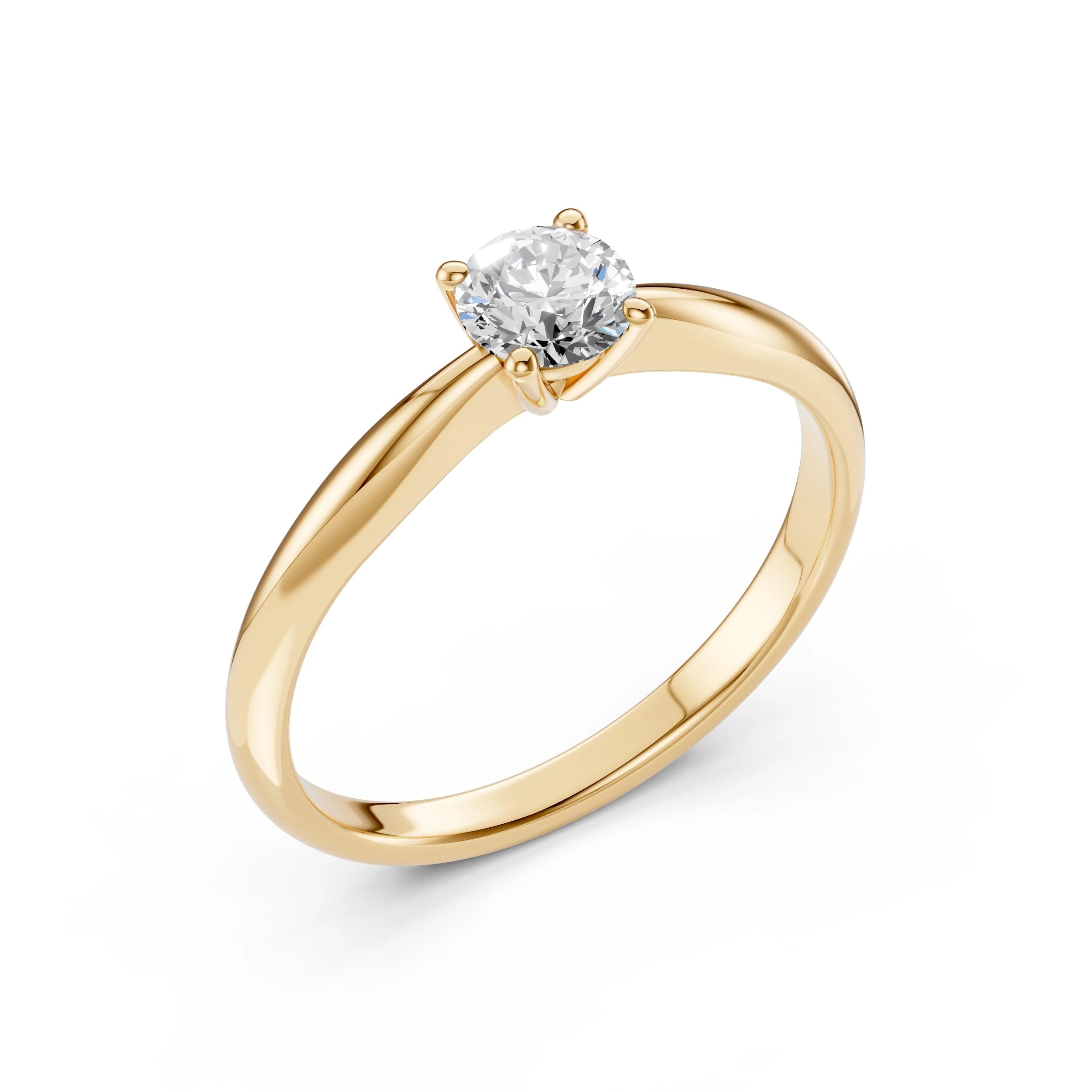 Inel de Logodnă Solitaire din Aur, Diamant Rotund Briliant 0.50 CT
