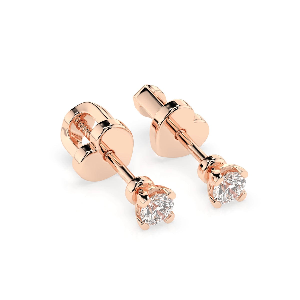 Cercei din Aur cu Diamante, Forma Rotund Briliant, 0,20 CT
