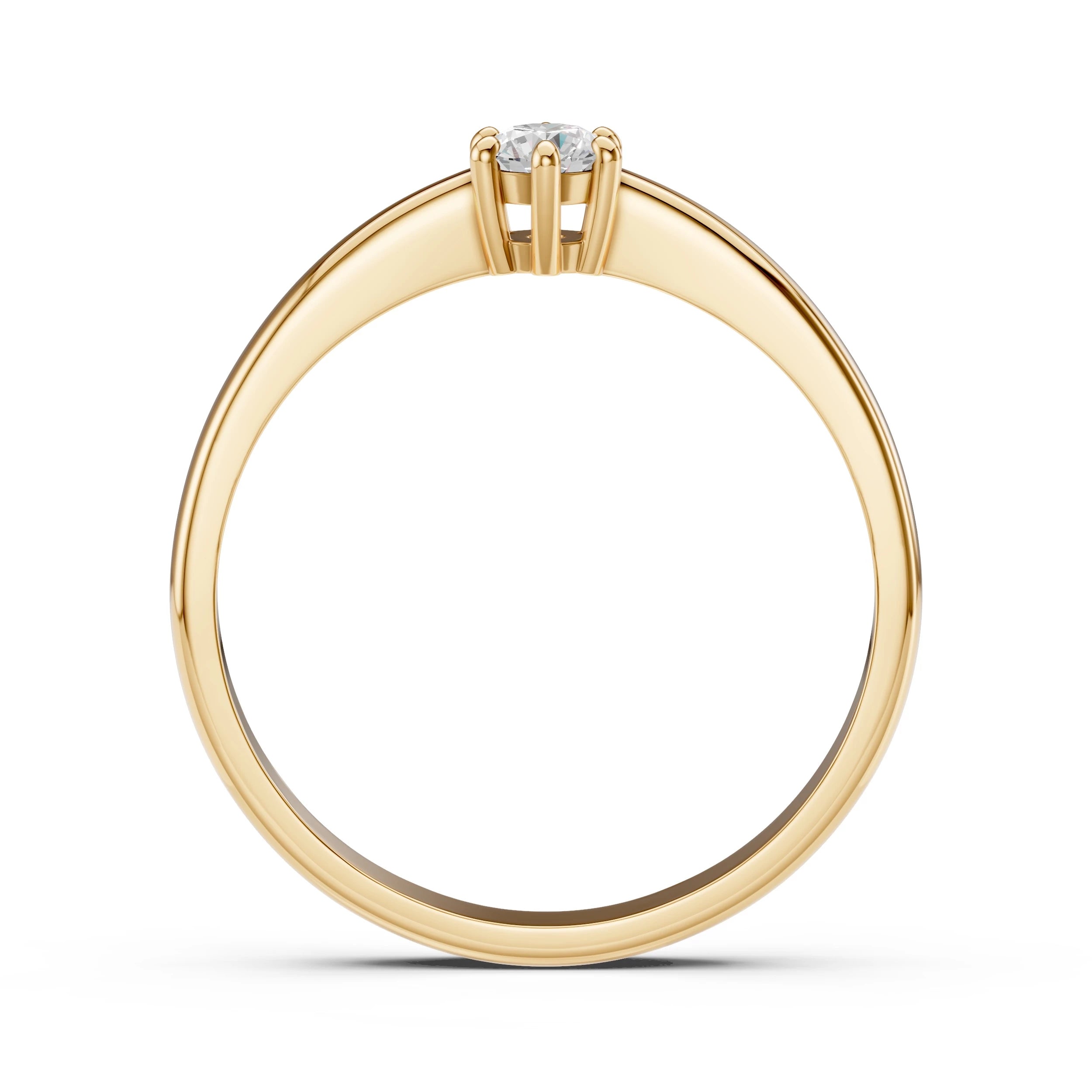 Inel de Logodnă Solitaire din Aur, Diamant Rotund Briliant 0.15 CT