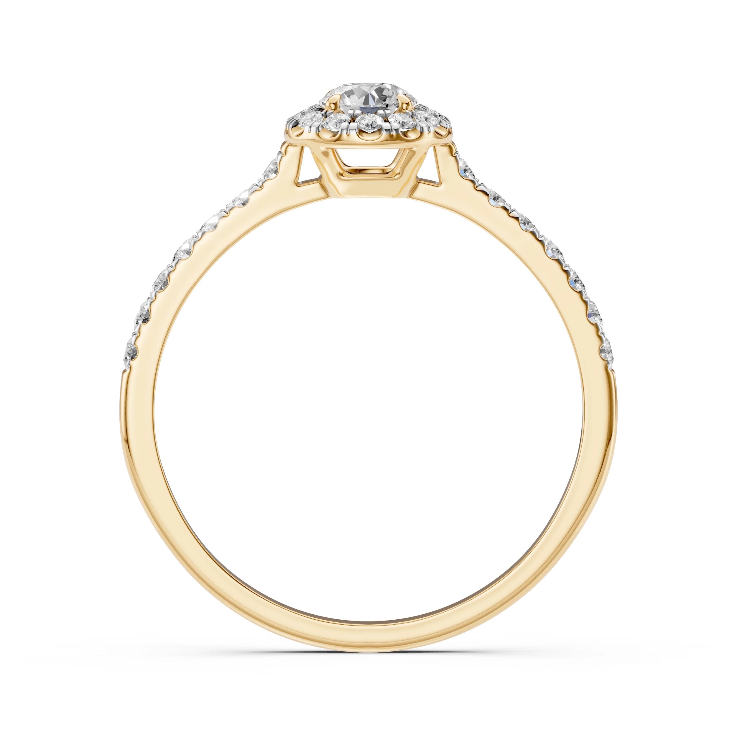Inel de Logodnă din Aur cu Diamant Central și Diamante Laterale Rotunde 0.54 CT