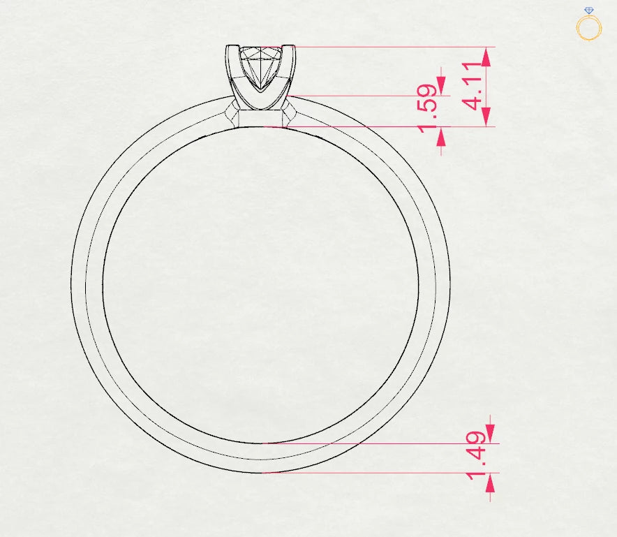 Inel de Logodnă Solitaire din Aur, Diamant Rotund Briliant 0.15 CT