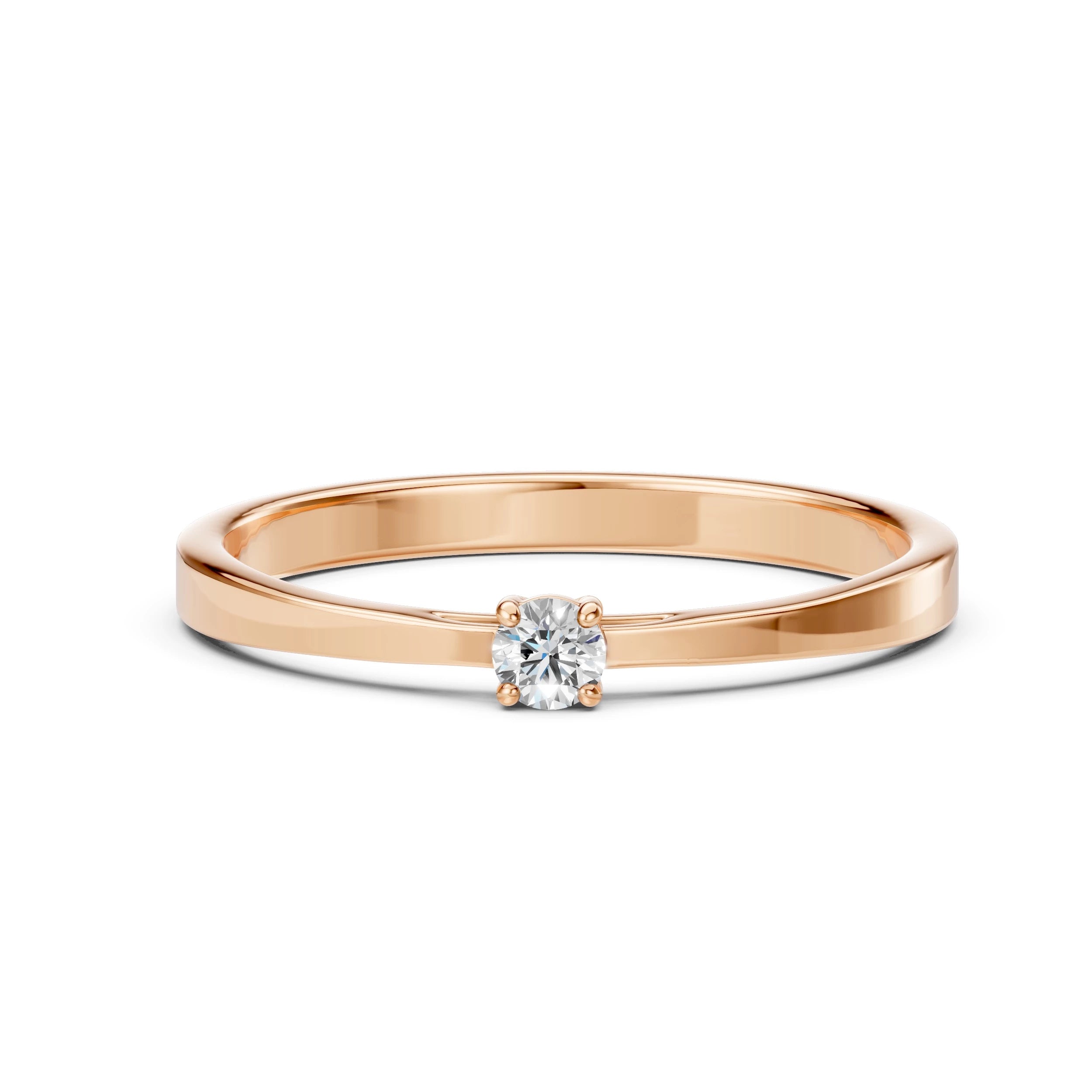 Inel de Logodnă Solitaire din Aur, Diamant Rotund Briliant 0.10 CT
