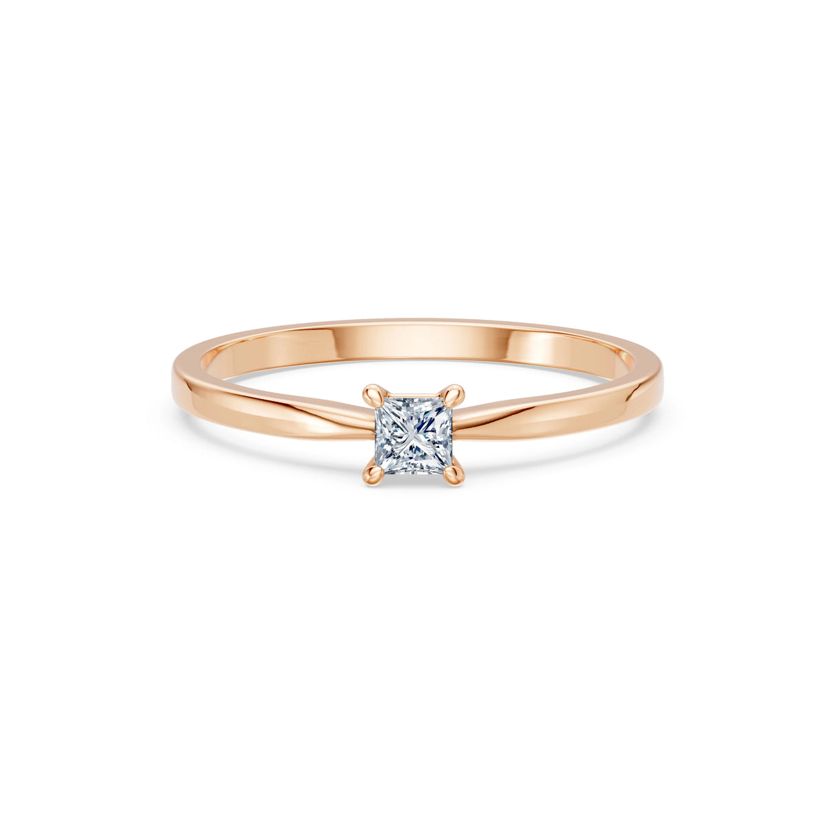 Inel de Logodnă Solitaire din Aur, Diamant Princess 0,17 CT