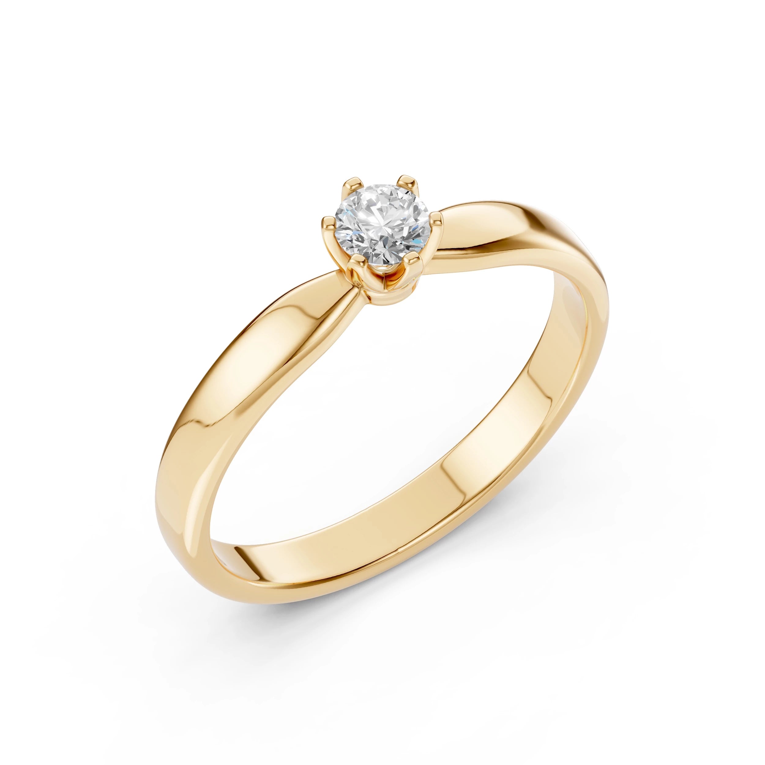 Inel de Logodnă Solitaire din Aur, Diamant Rotund Briliant 0.20 CT
