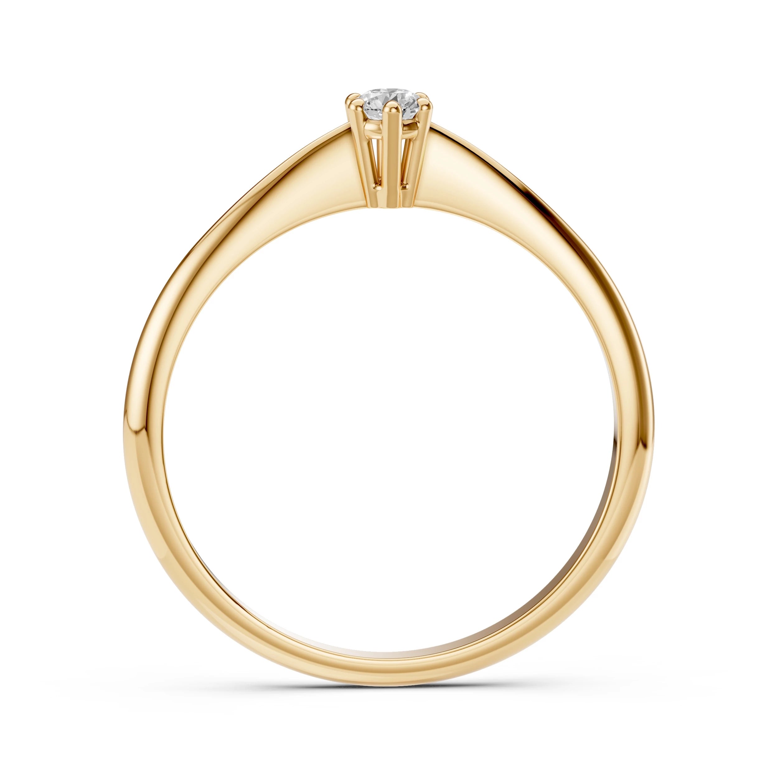 Inel de Logodnă Solitaire din Aur, Diamant Rotund Briliant 0.10 CT