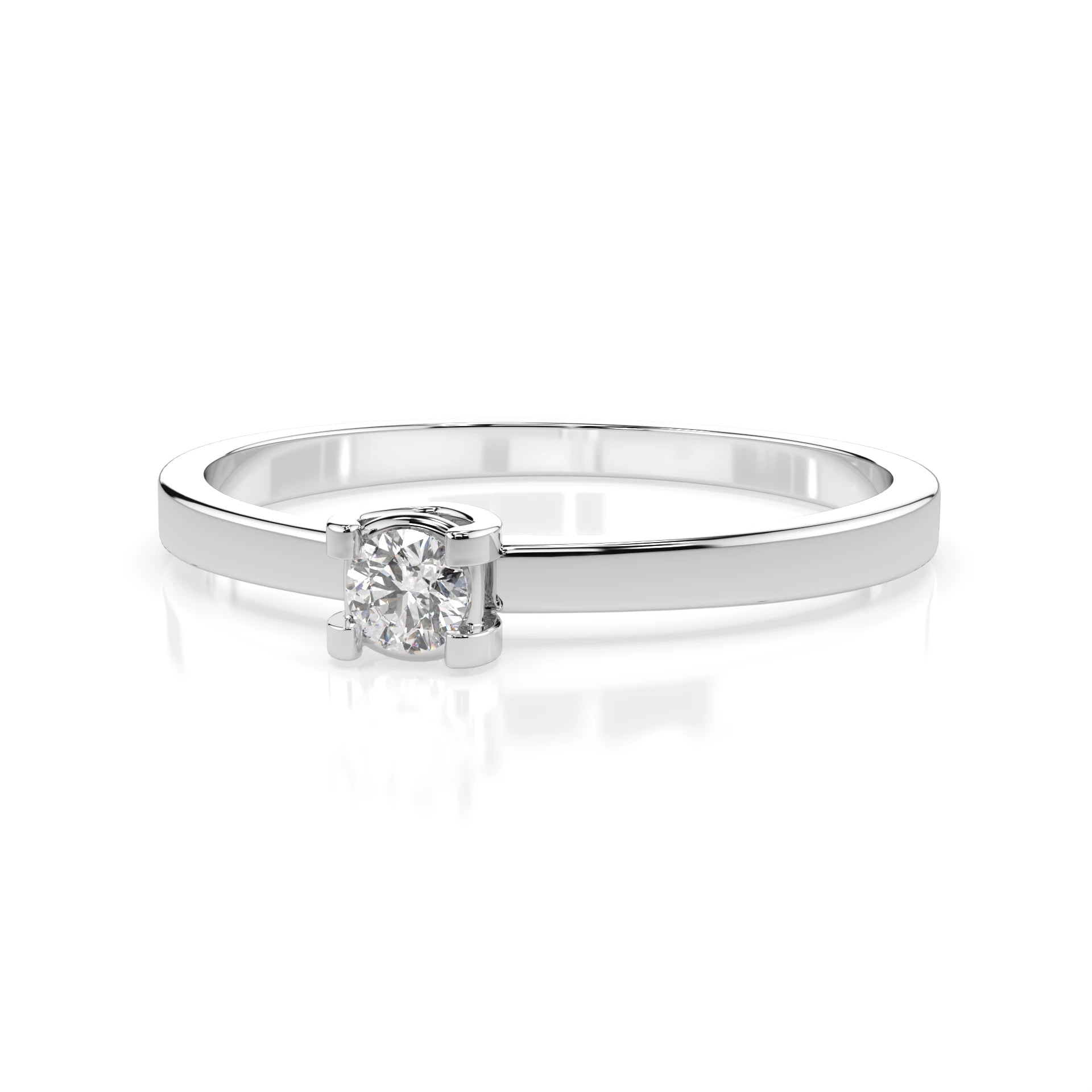 Inel de Logodnă Solitaire din Aur, Diamant Rotund Briliant 0.10 CT